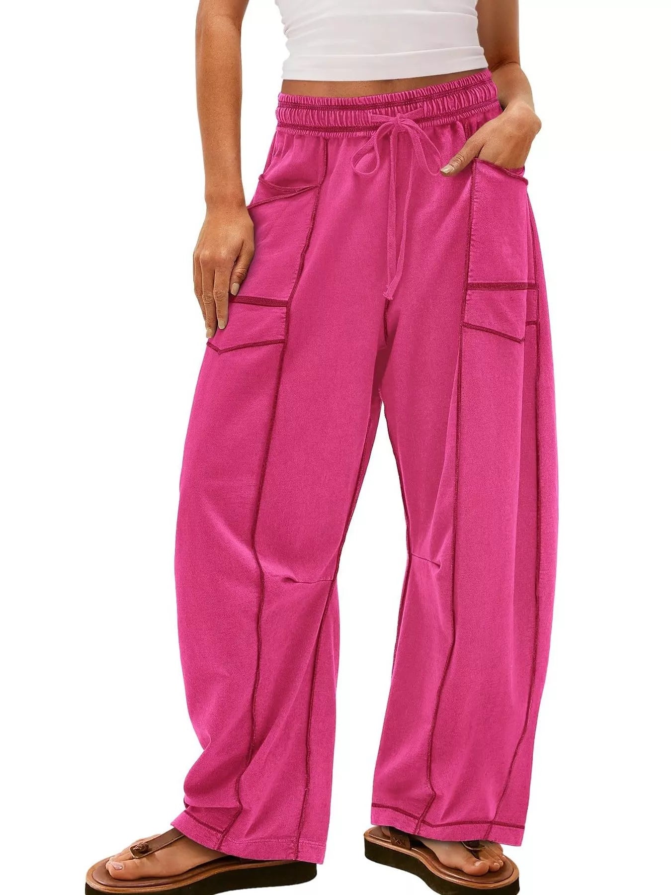 Drawstring Wide Leg Pants - MAD RUFFI