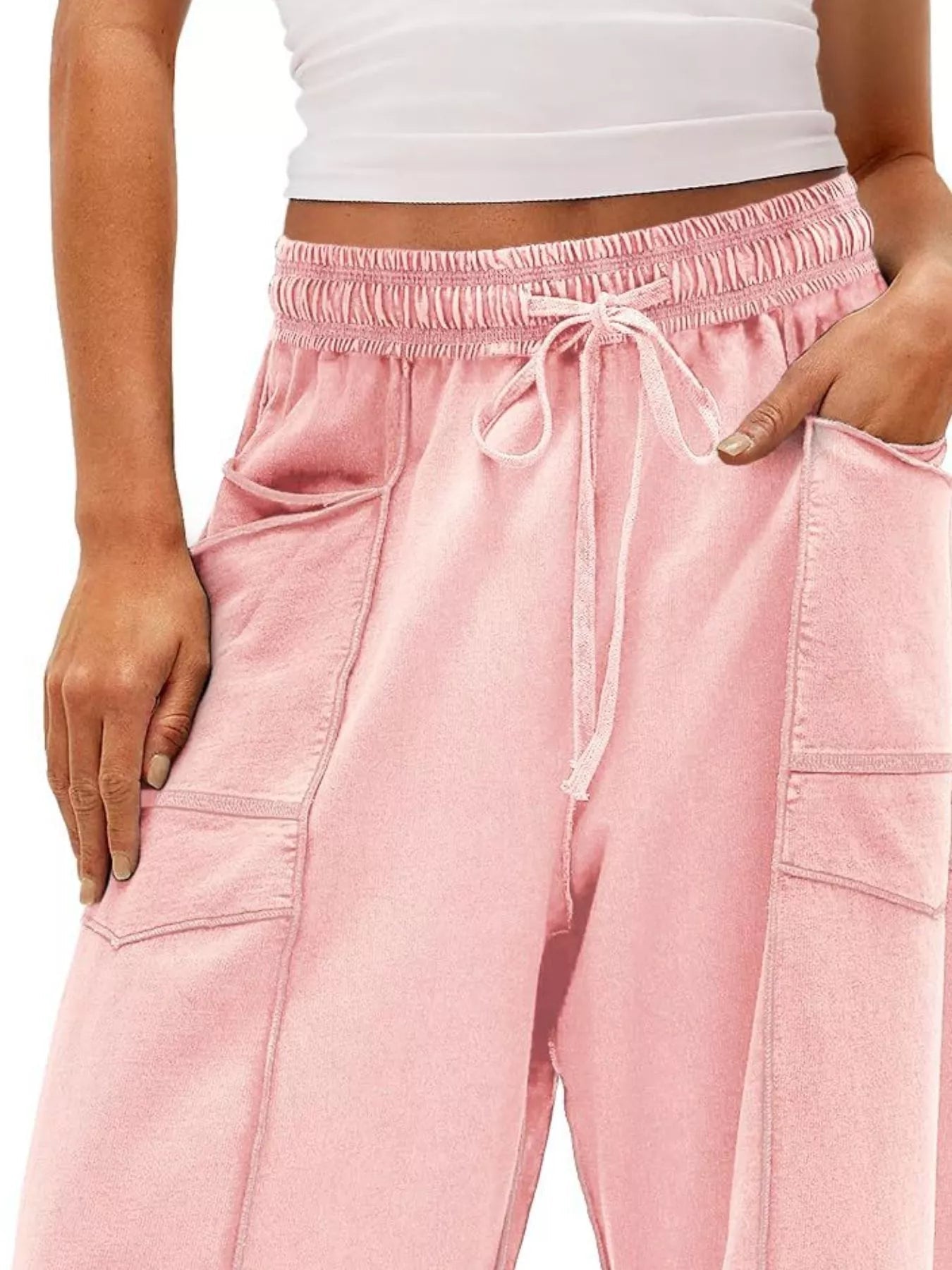 Drawstring Wide Leg Pants - MAD RUFFI