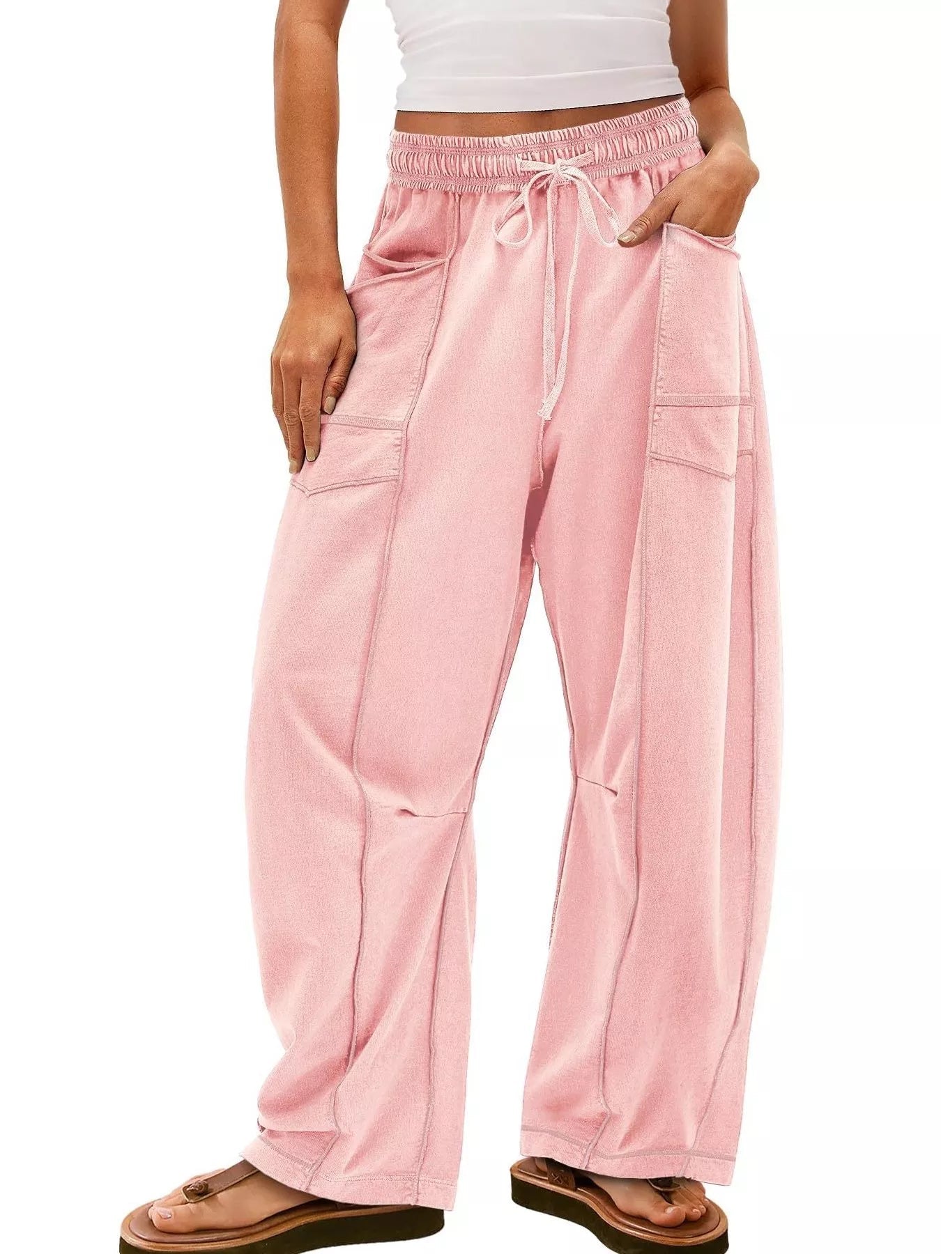 Drawstring Wide Leg Pants - MAD RUFFI