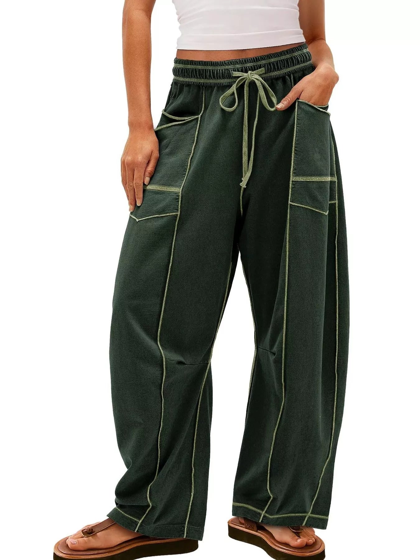 Drawstring Wide Leg Pants - MAD RUFFI