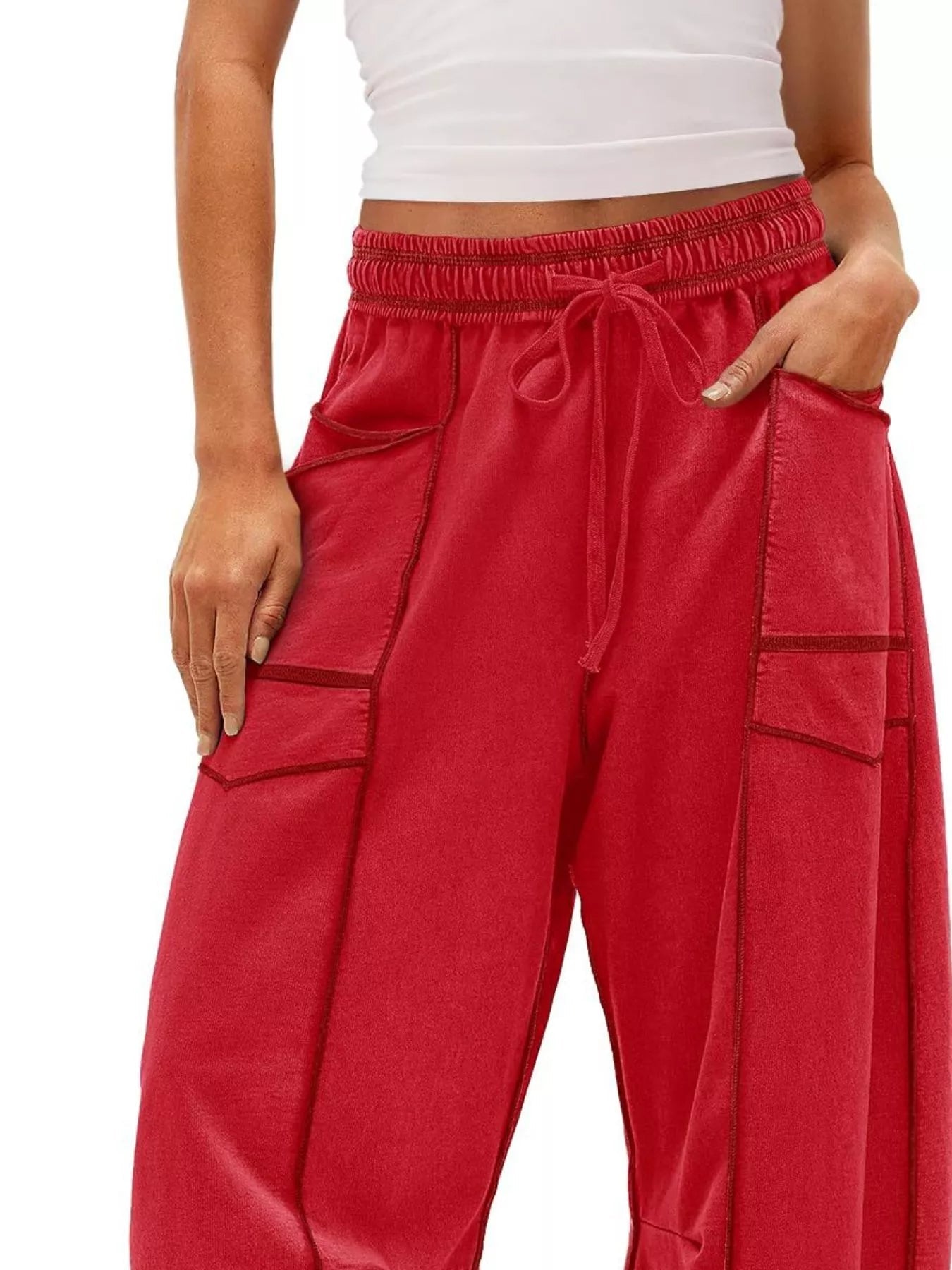 Drawstring Wide Leg Pants - MAD RUFFI