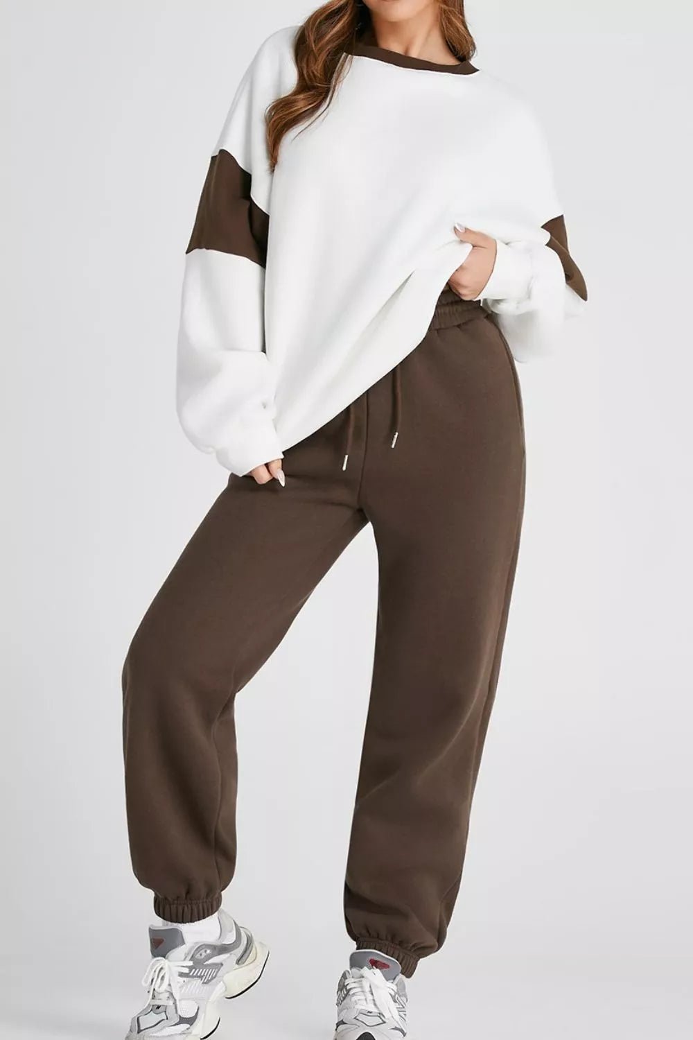 Drop Shoulder Loose Sweatshirt and Joggers Active Set - MAD RUFFI
