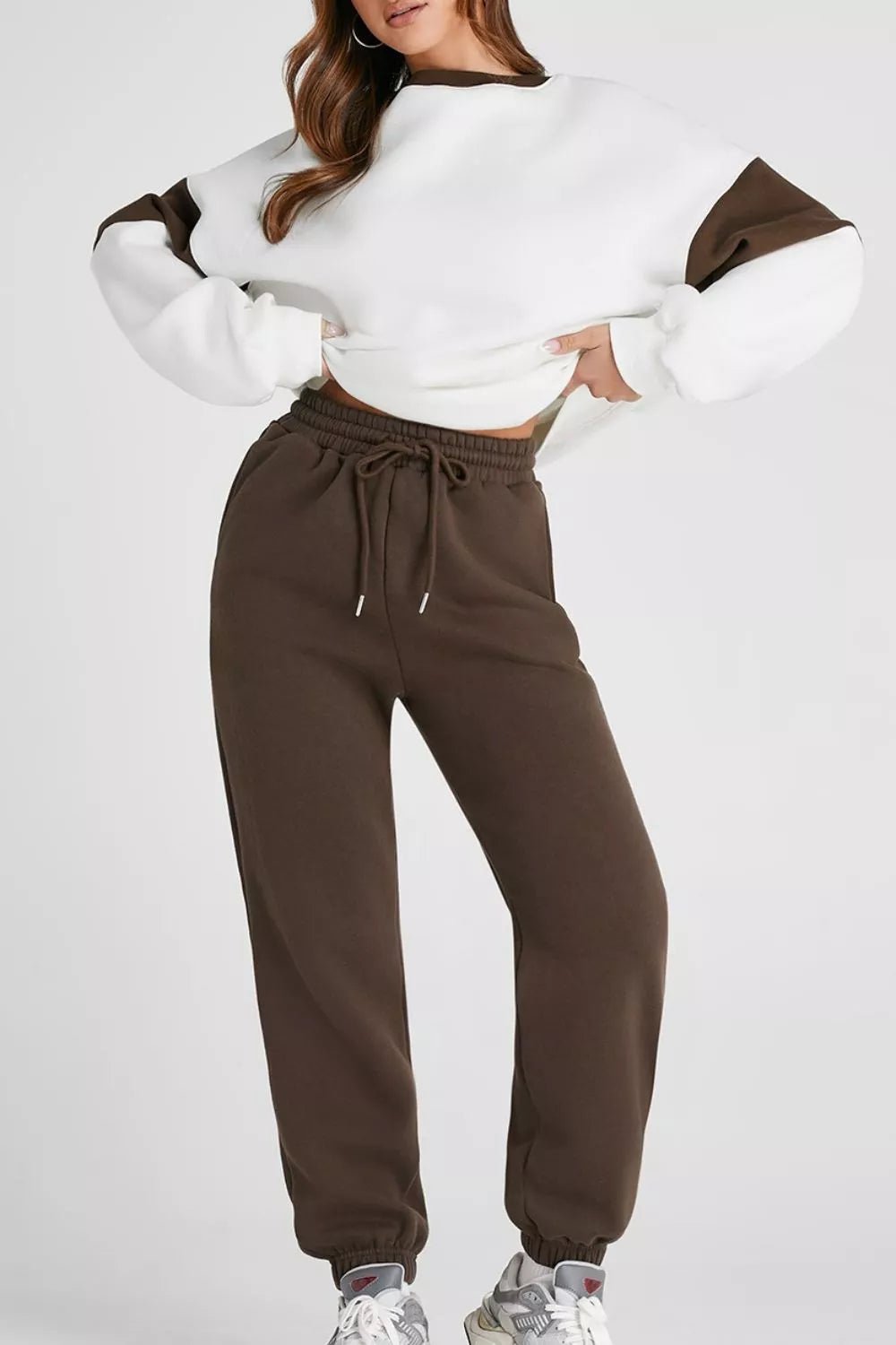 Drop Shoulder Loose Sweatshirt and Joggers Active Set - MAD RUFFI