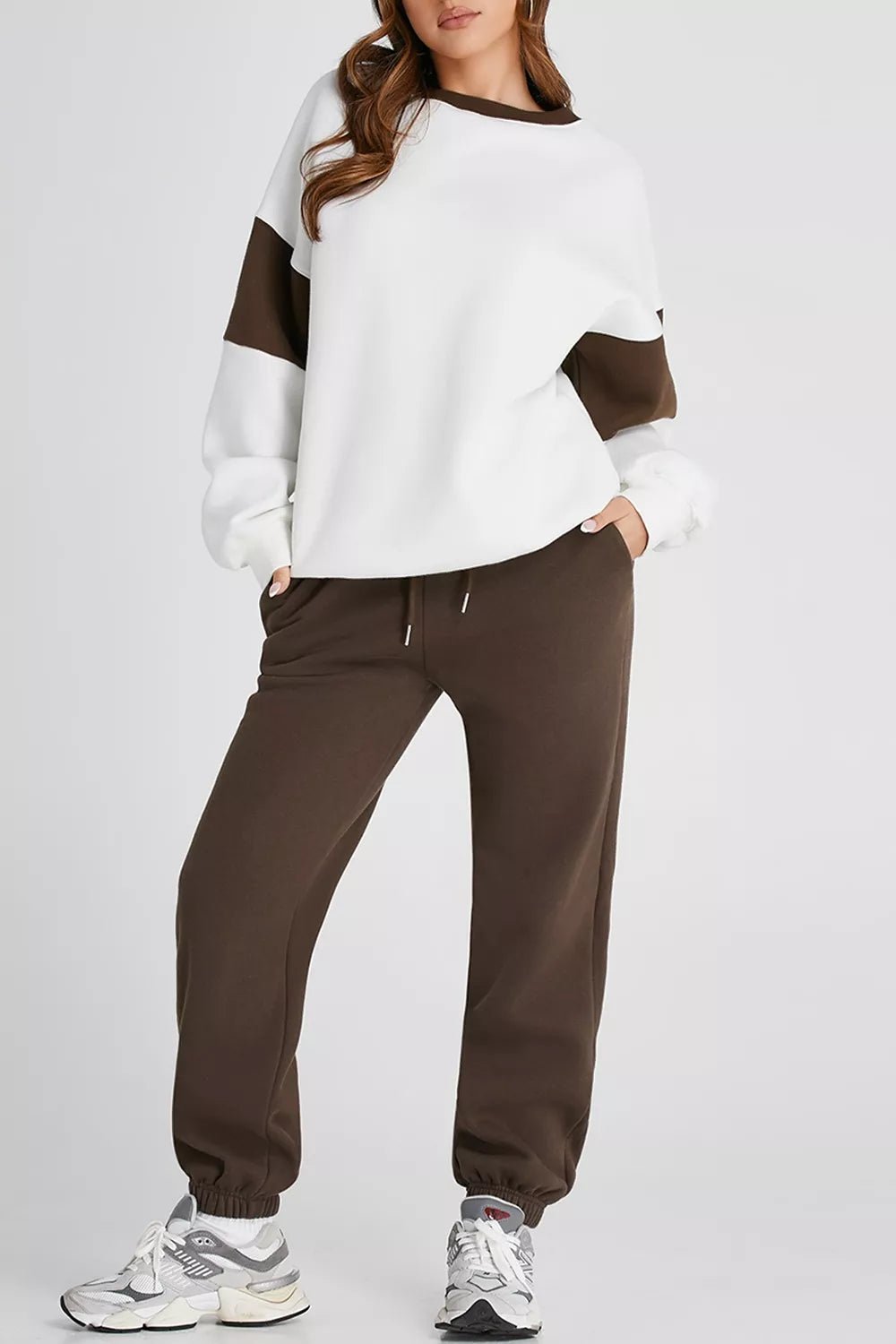 Drop Shoulder Loose Sweatshirt and Joggers Active Set - MAD RUFFI