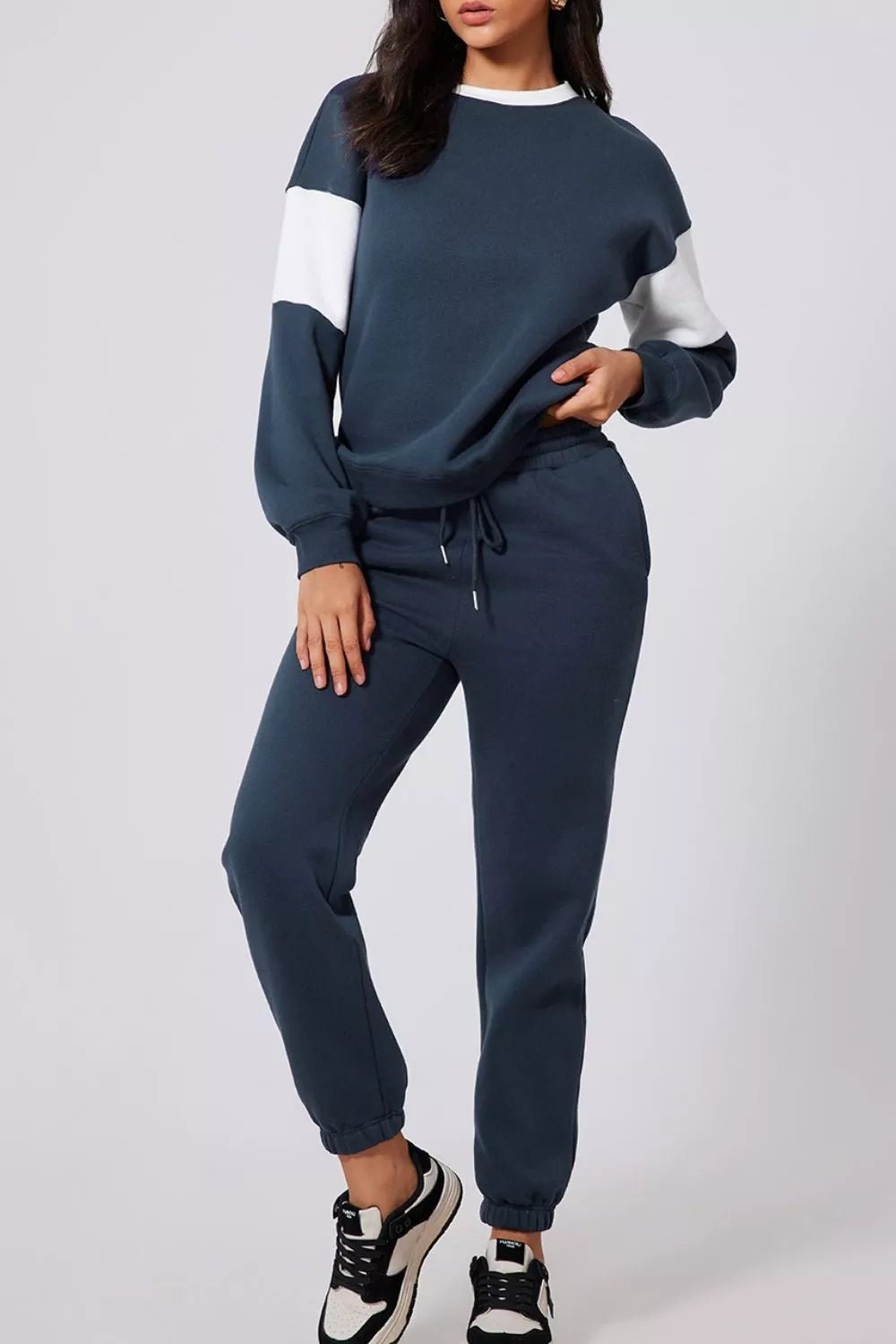 Drop Shoulder Loose Sweatshirt and Joggers Active Set - MAD RUFFI