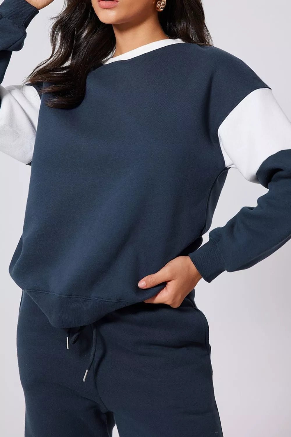 Drop Shoulder Loose Sweatshirt and Joggers Active Set - MAD RUFFI
