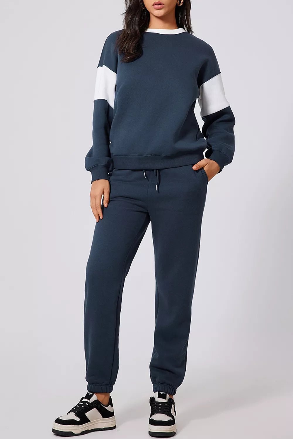 Drop Shoulder Loose Sweatshirt and Joggers Active Set - MAD RUFFI