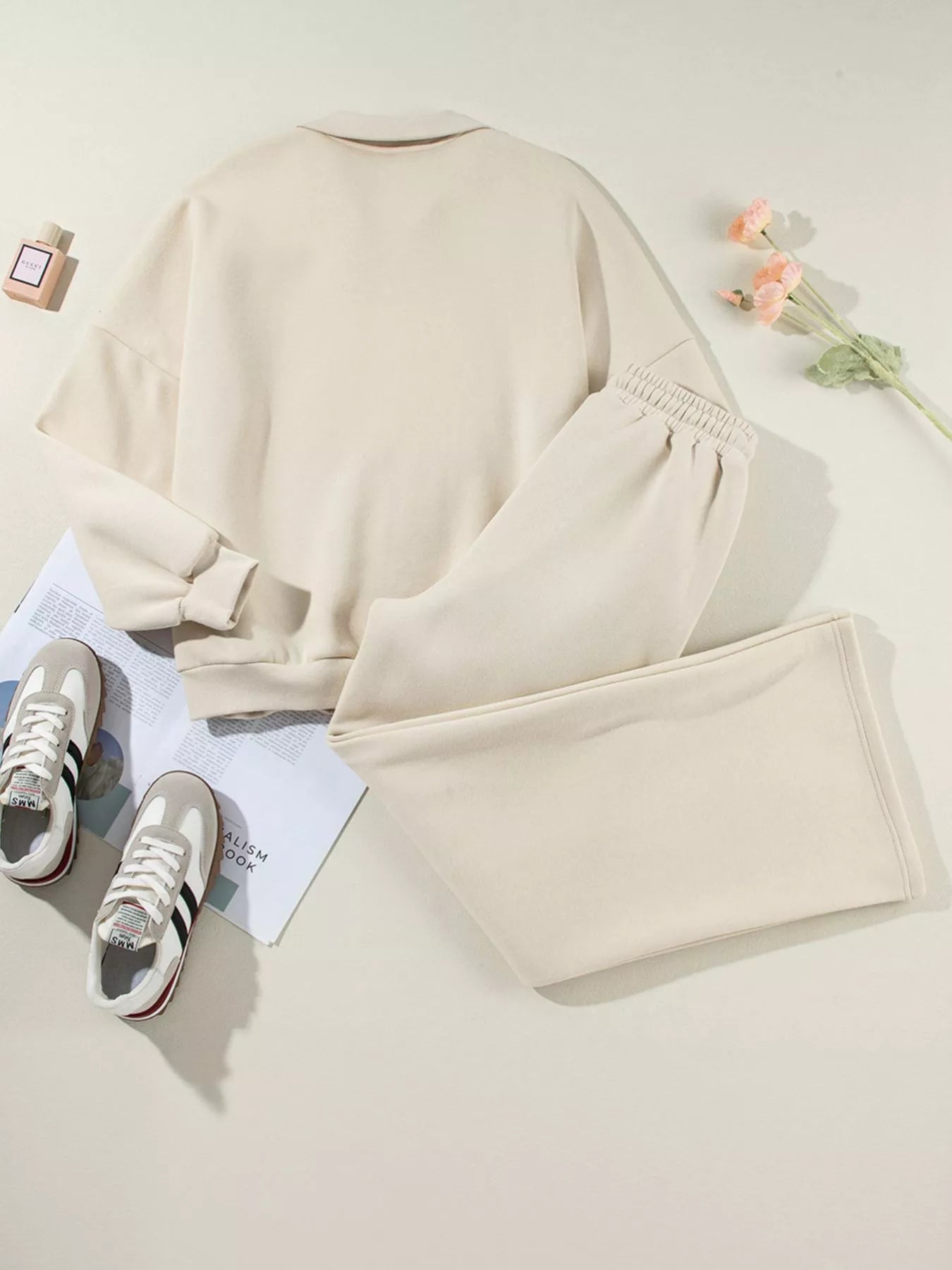 Drop Shoulder Zip Up Jacket and Drawstring Pants Active 2pcs Set - MAD RUFFI