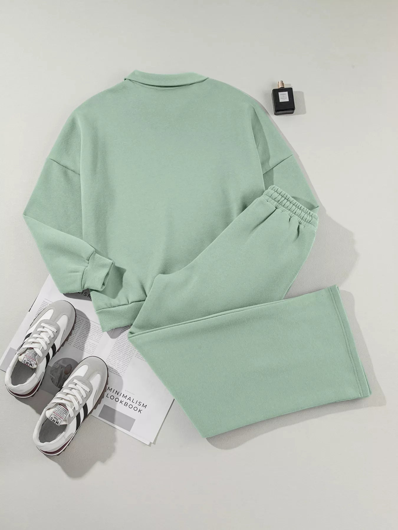 Drop Shoulder Zip Up Jacket and Drawstring Pants Active 2pcs Set - MAD RUFFI