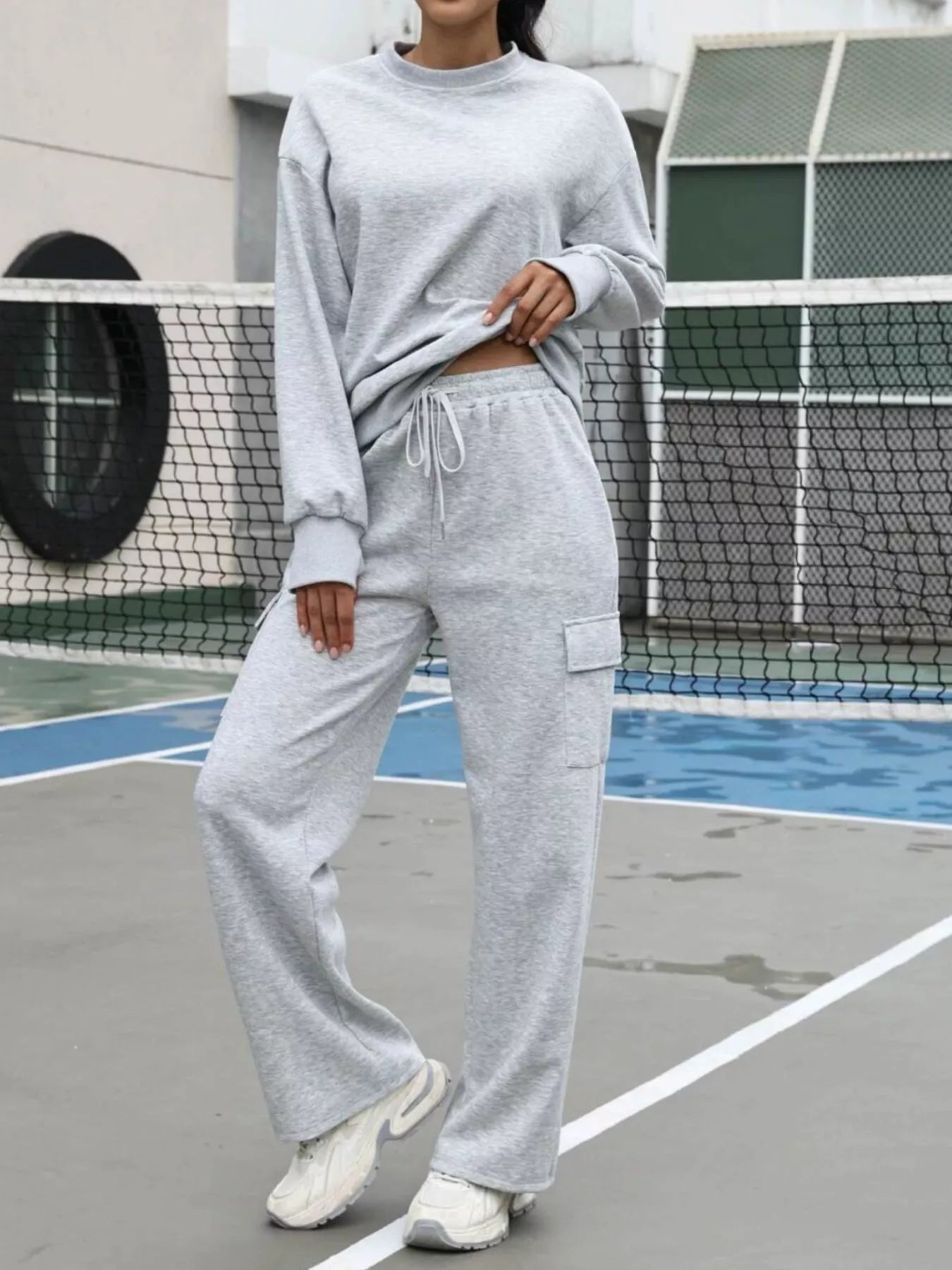 Dropped Shoulder Sweatshirt and Pants Set - MAD RUFFI