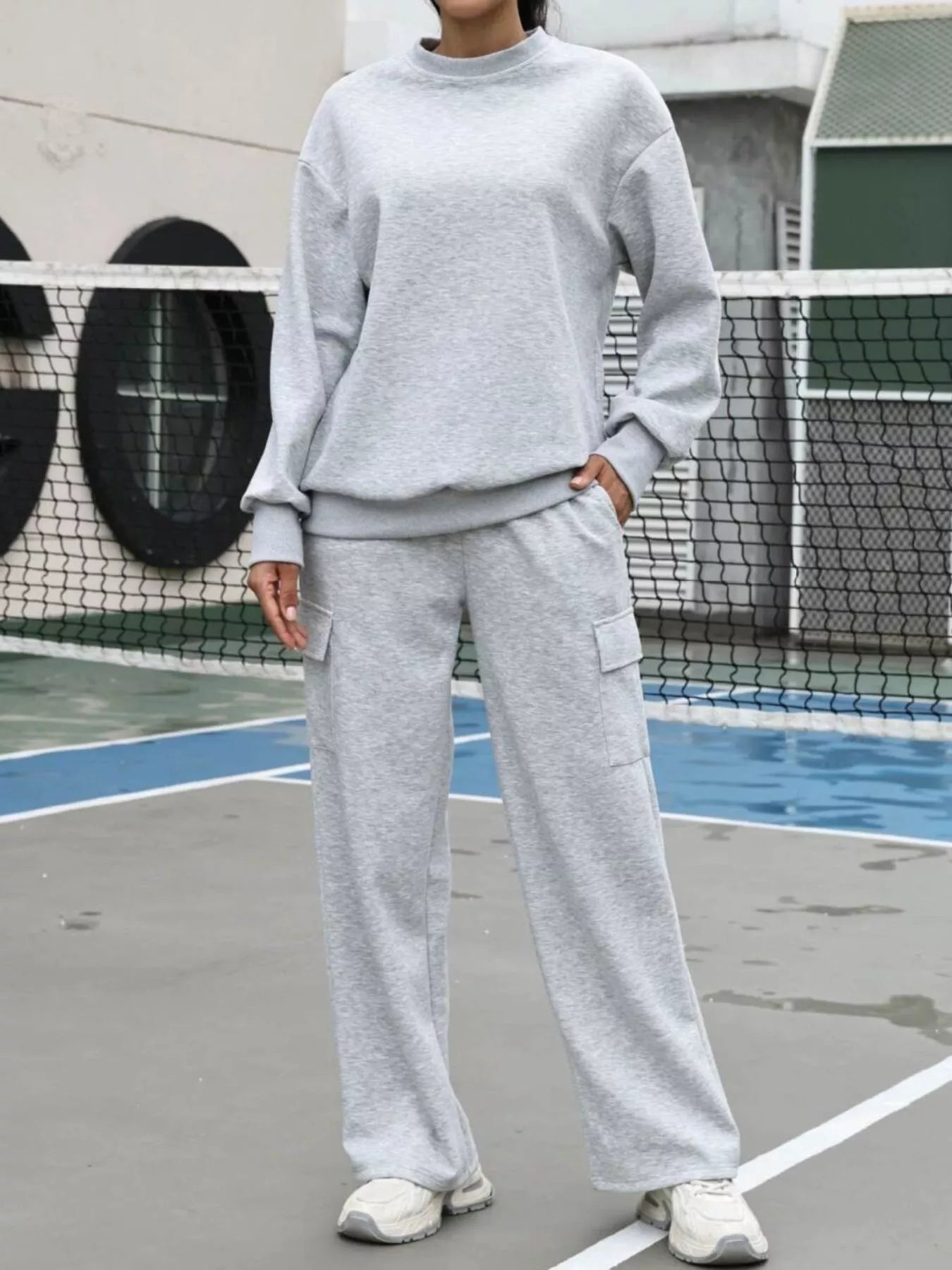 Dropped Shoulder Sweatshirt and Pants Set - MAD RUFFI