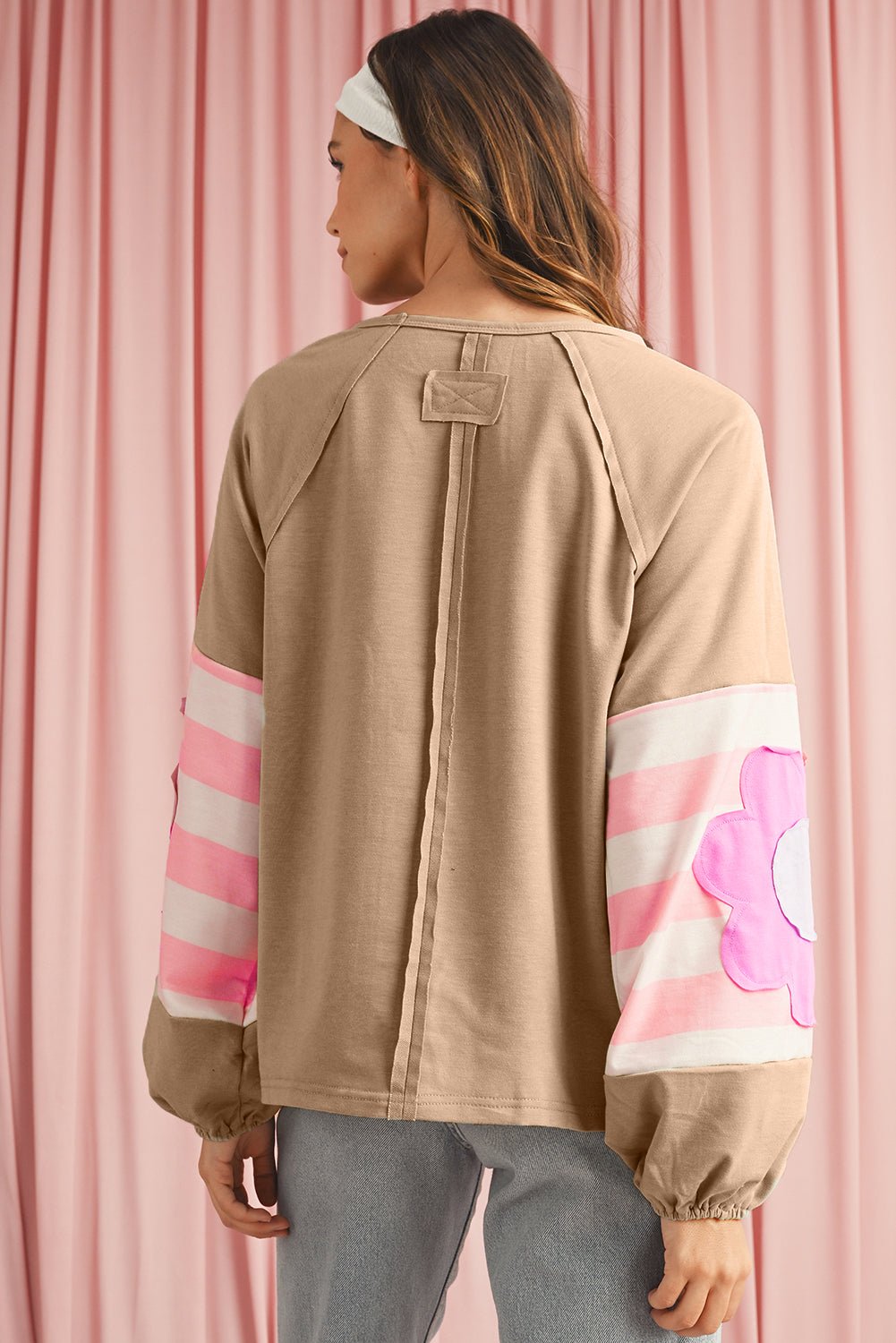 Dune Flower Patchwork Exposed Seam Raglan Sleeve Top - MAD RUFFI