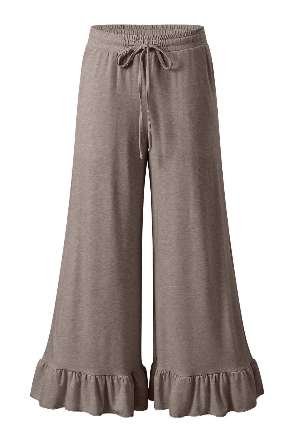 Dune Solid Color Ruffle Hem Wide Leg Pants - MAD RUFFI