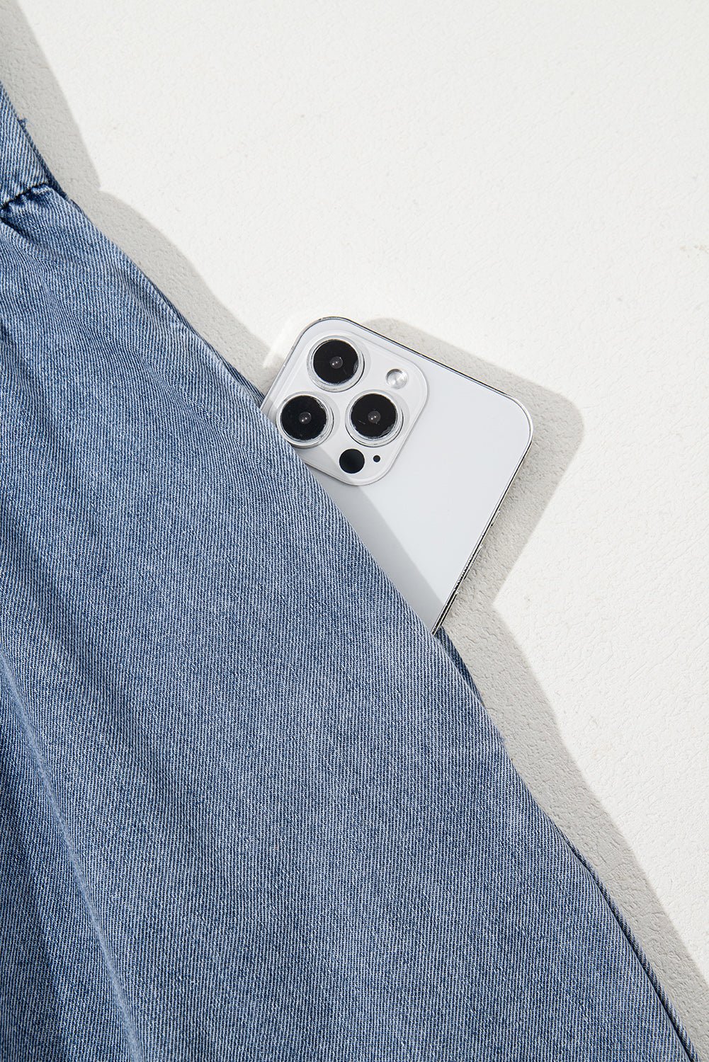 Dusk Blue Bowknot Puff Sleeve Denim Dress - MAD RUFFI