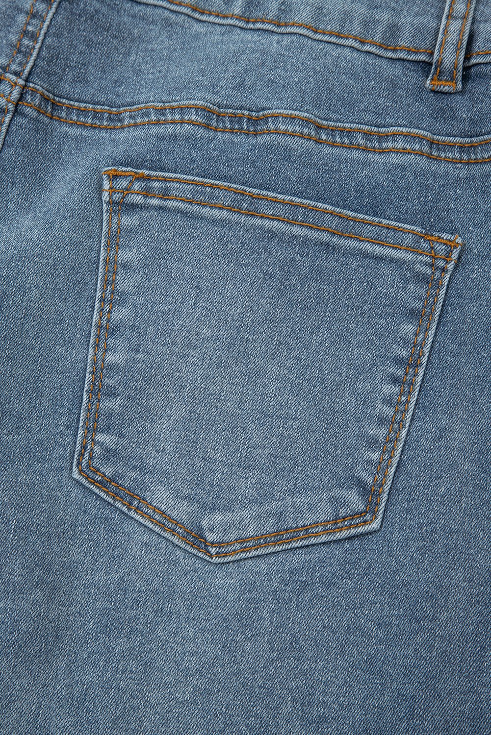 Dusk Blue Buttoned High Waist Piping Trim Flared Jeans - MAD RUFFI