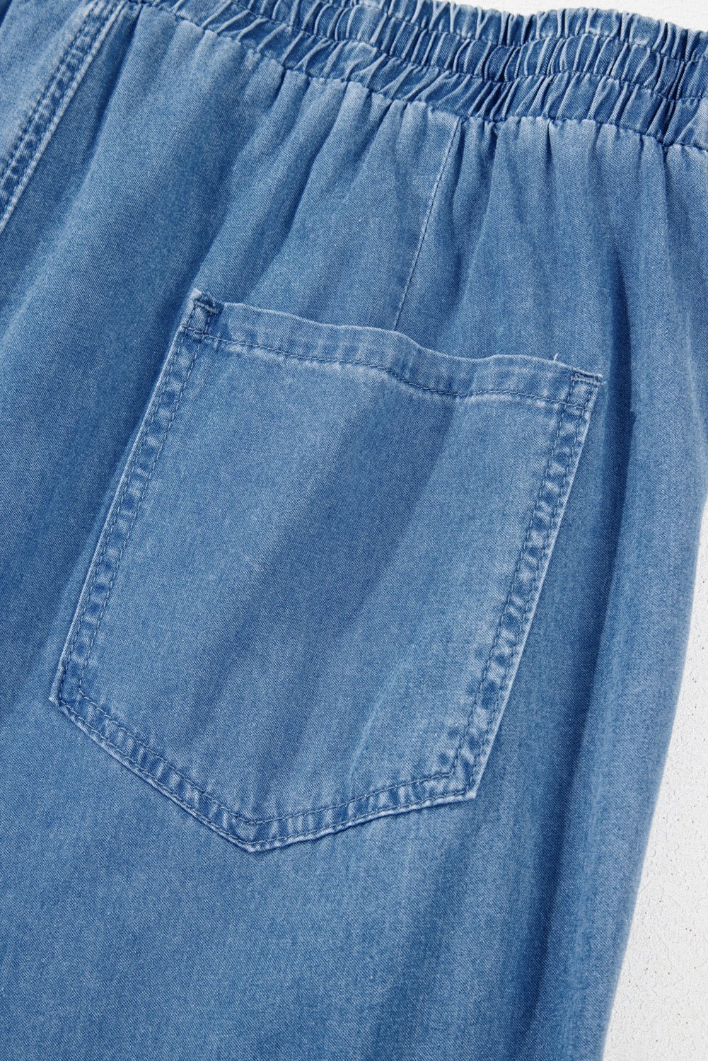 Dusk Blue Drawstring Waist Pocketed Plus Size Denim Joggers - MAD RUFFI