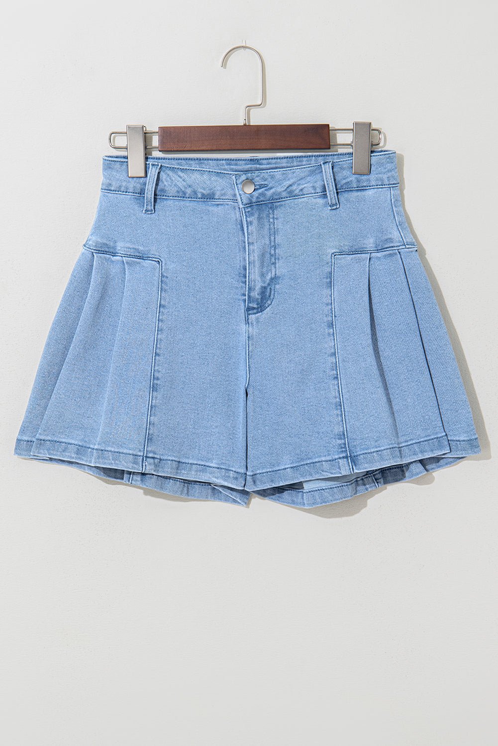 dusk blue flared denim shorts - MAD RUFFI