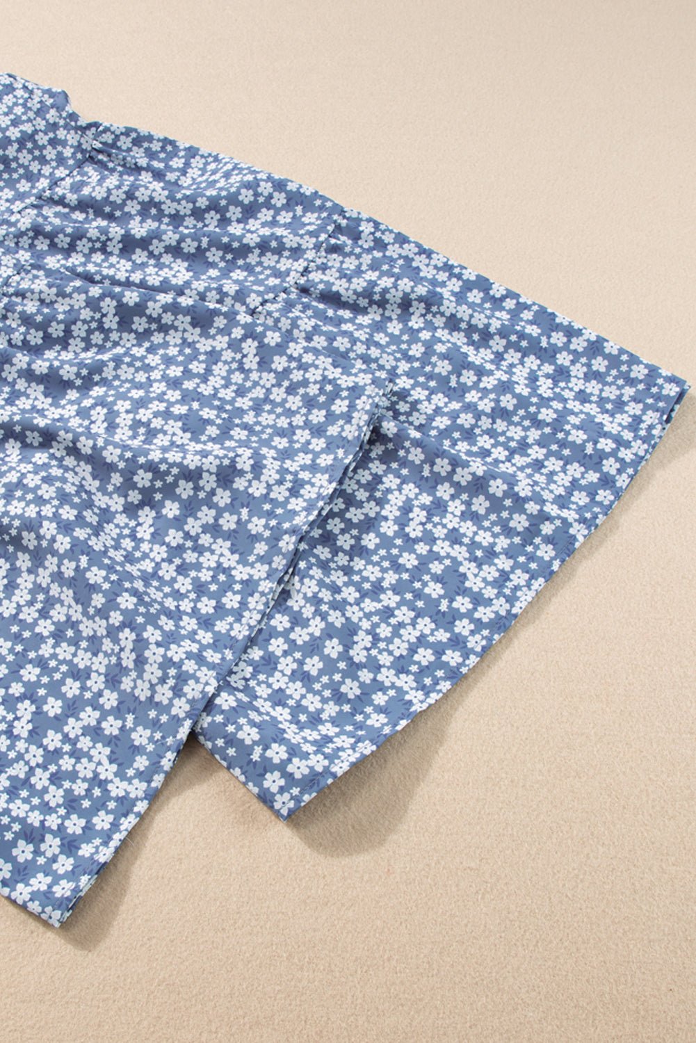 Dusk Blue Floral Print Spaghetti Straps Smocked Wide Leg Jumpsuit - MAD RUFFI