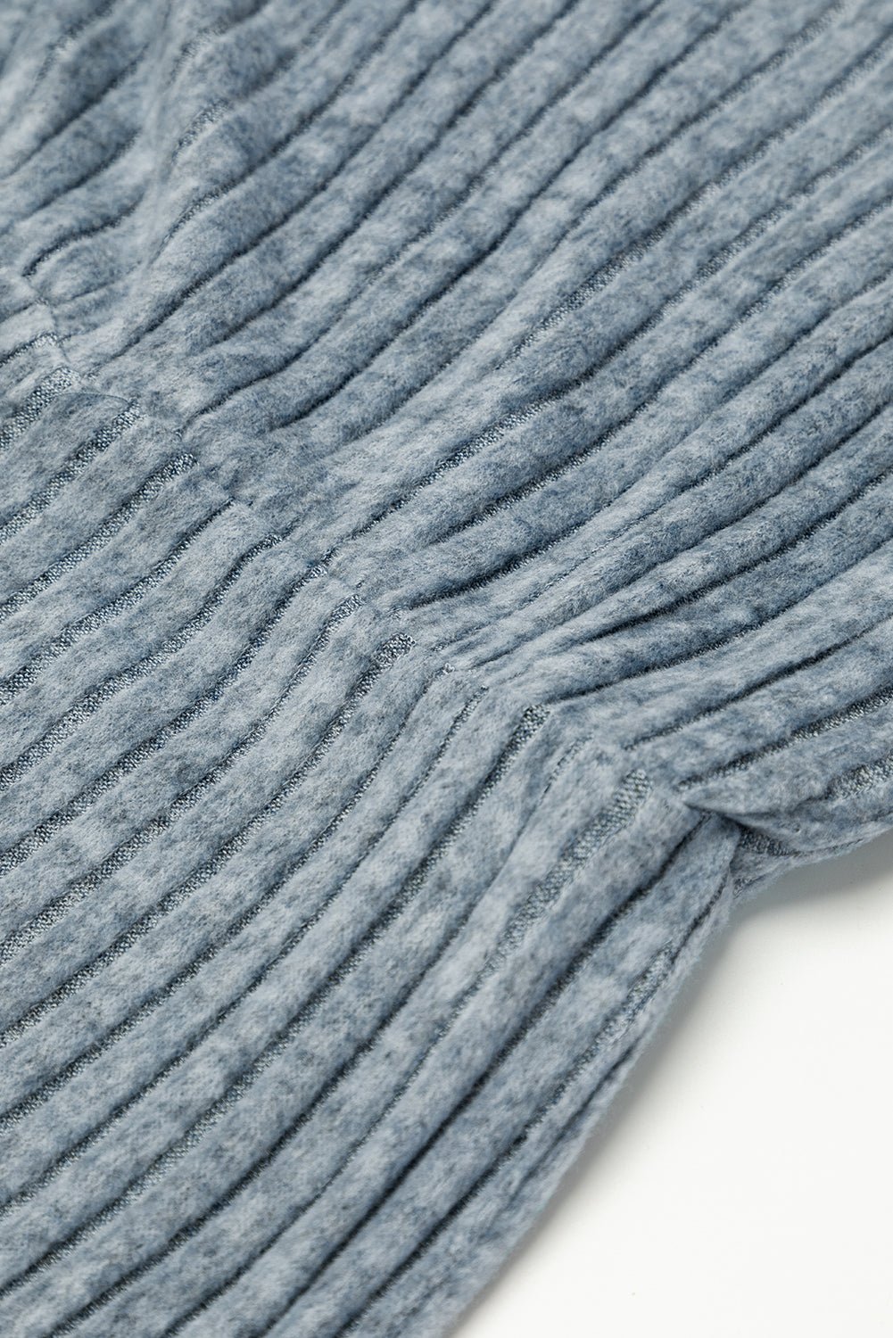 Dusk Blue Ribbed Keyhole Short Sleeve Wide Leg Jumpsuit - MAD RUFFI