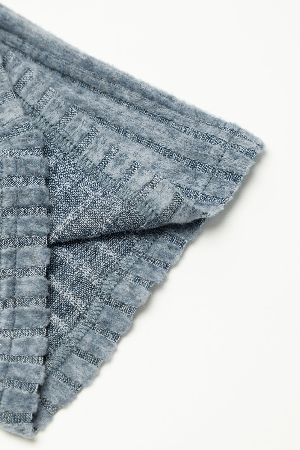 Dusk Blue Ribbed Keyhole Short Sleeve Wide Leg Jumpsuit - MAD RUFFI