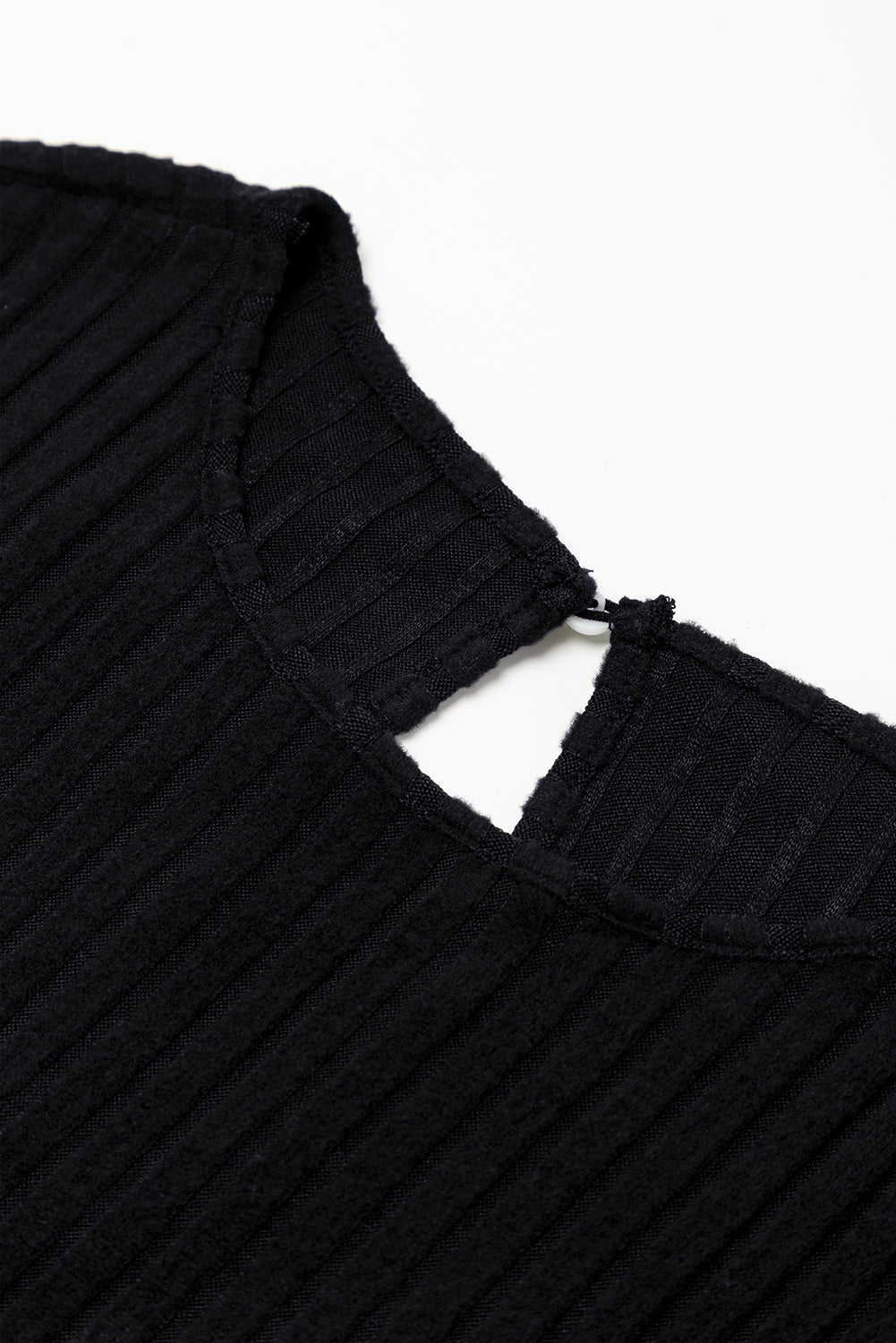 Dusk Blue Ribbed Keyhole Short Sleeve Wide Leg Jumpsuit - MAD RUFFI