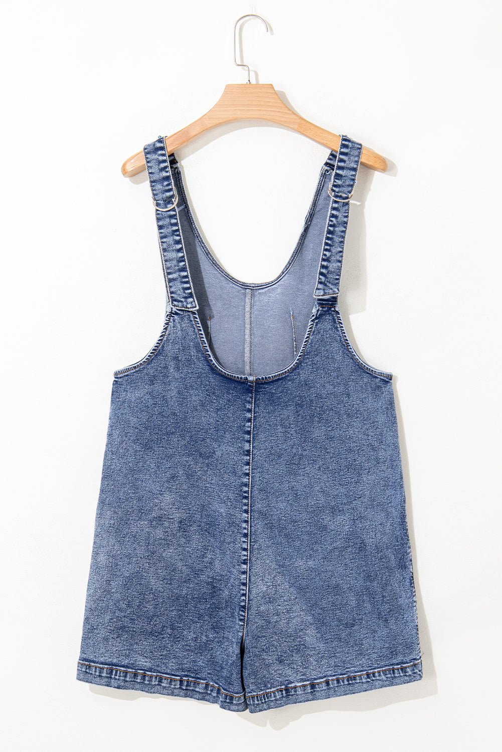 Dusk Blue Sleeveless U Neck Pocket Denim Romper - MAD RUFFI