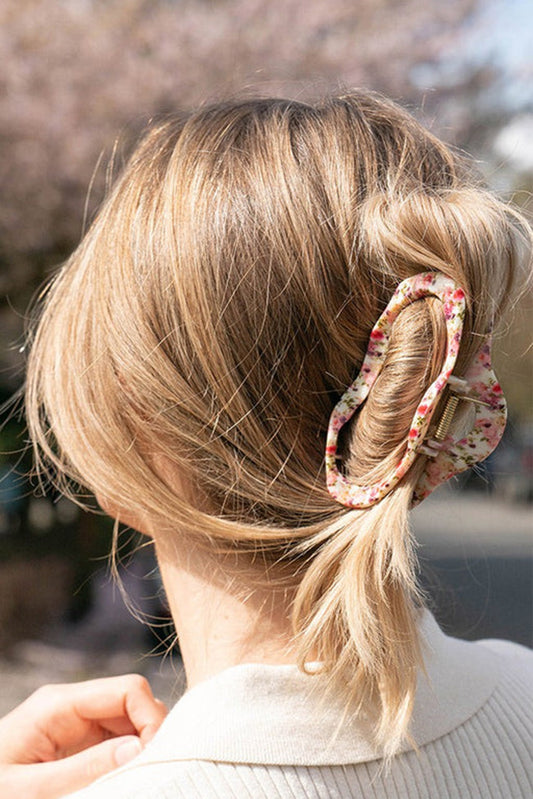 Strawberry Pink Floral Hollow Out Hair Claw Clip