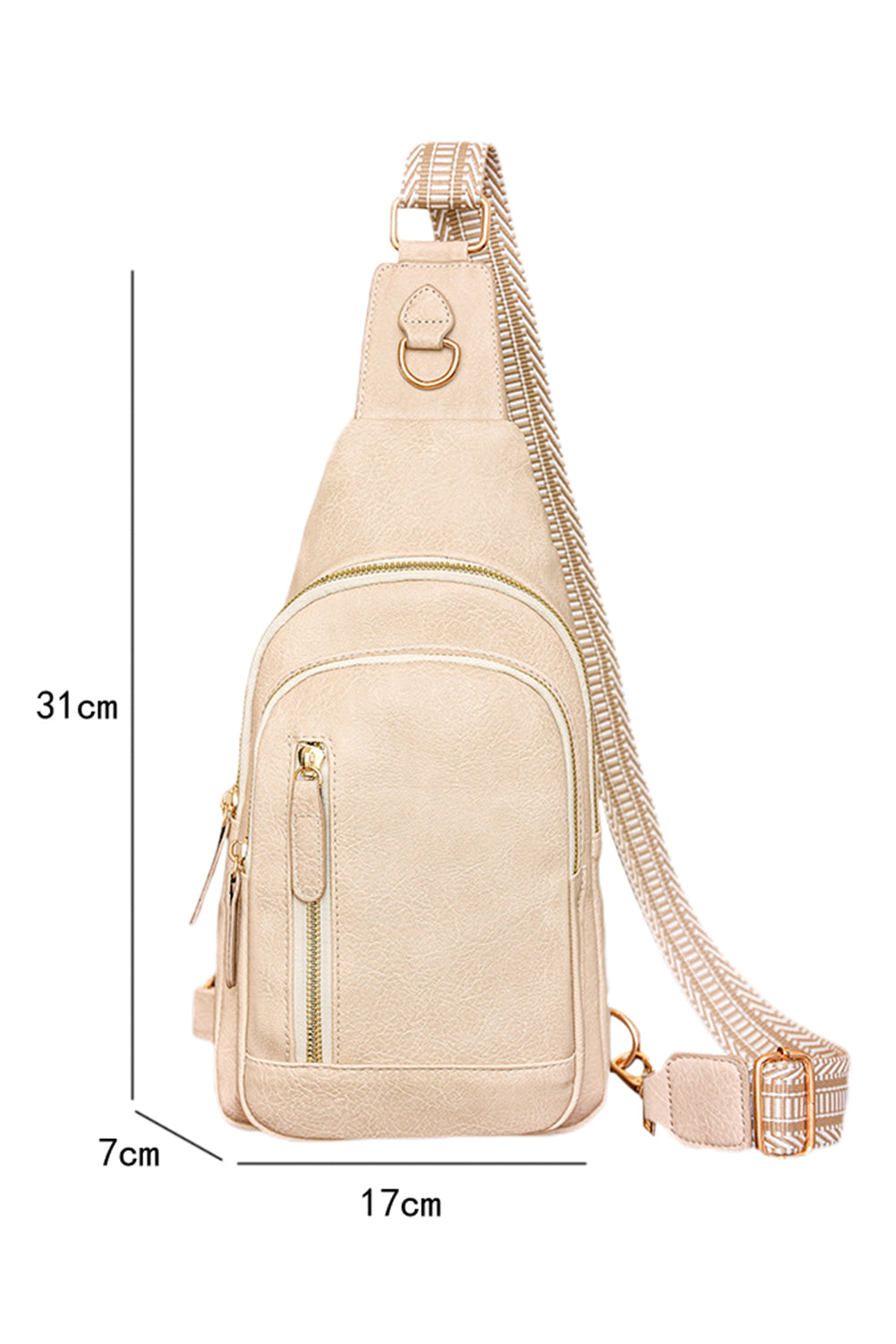 Sac cross-body zippé en cuir PU vintage beige