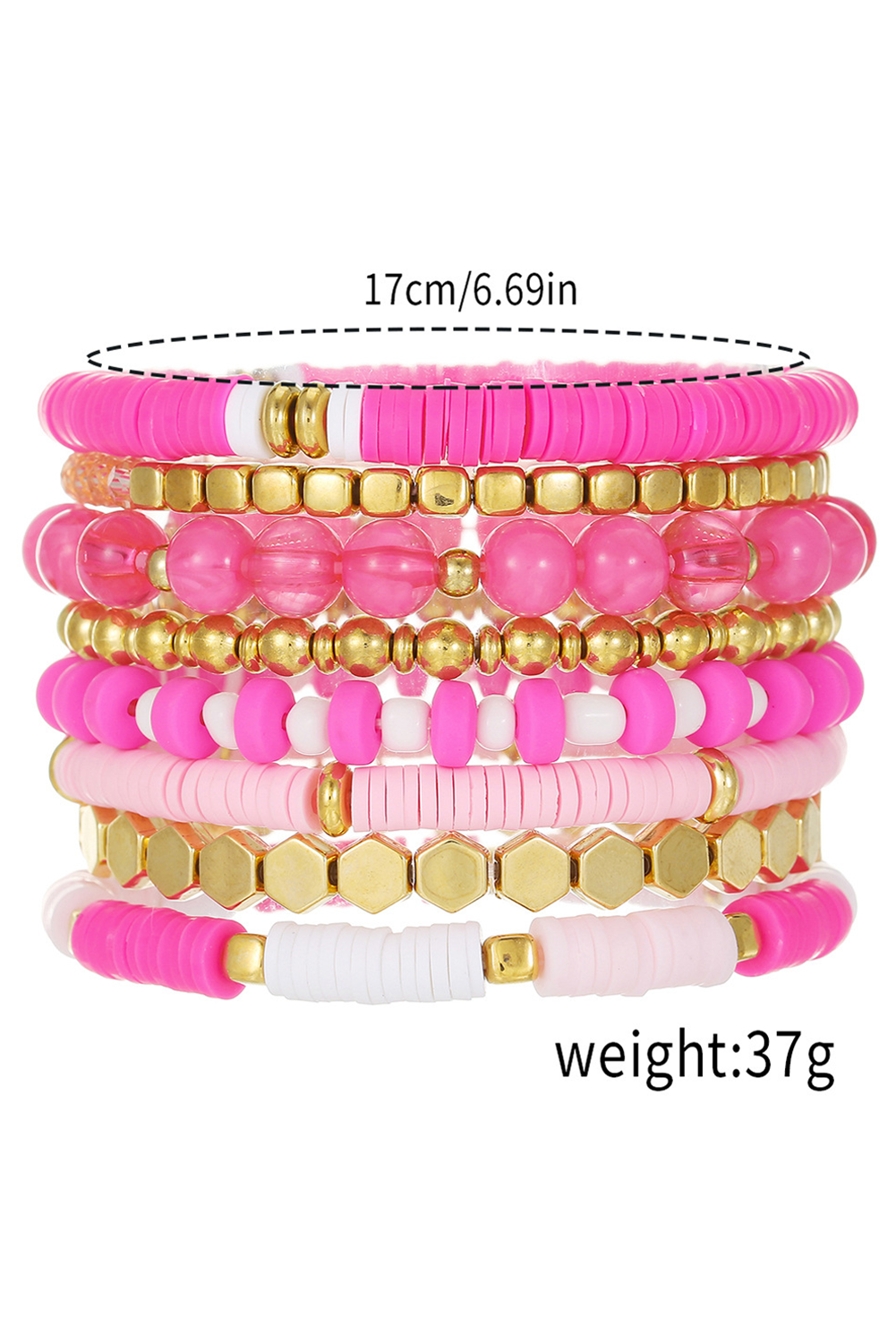 Sachet Pink Clay Bead Layered Bracelet for Stylish Women