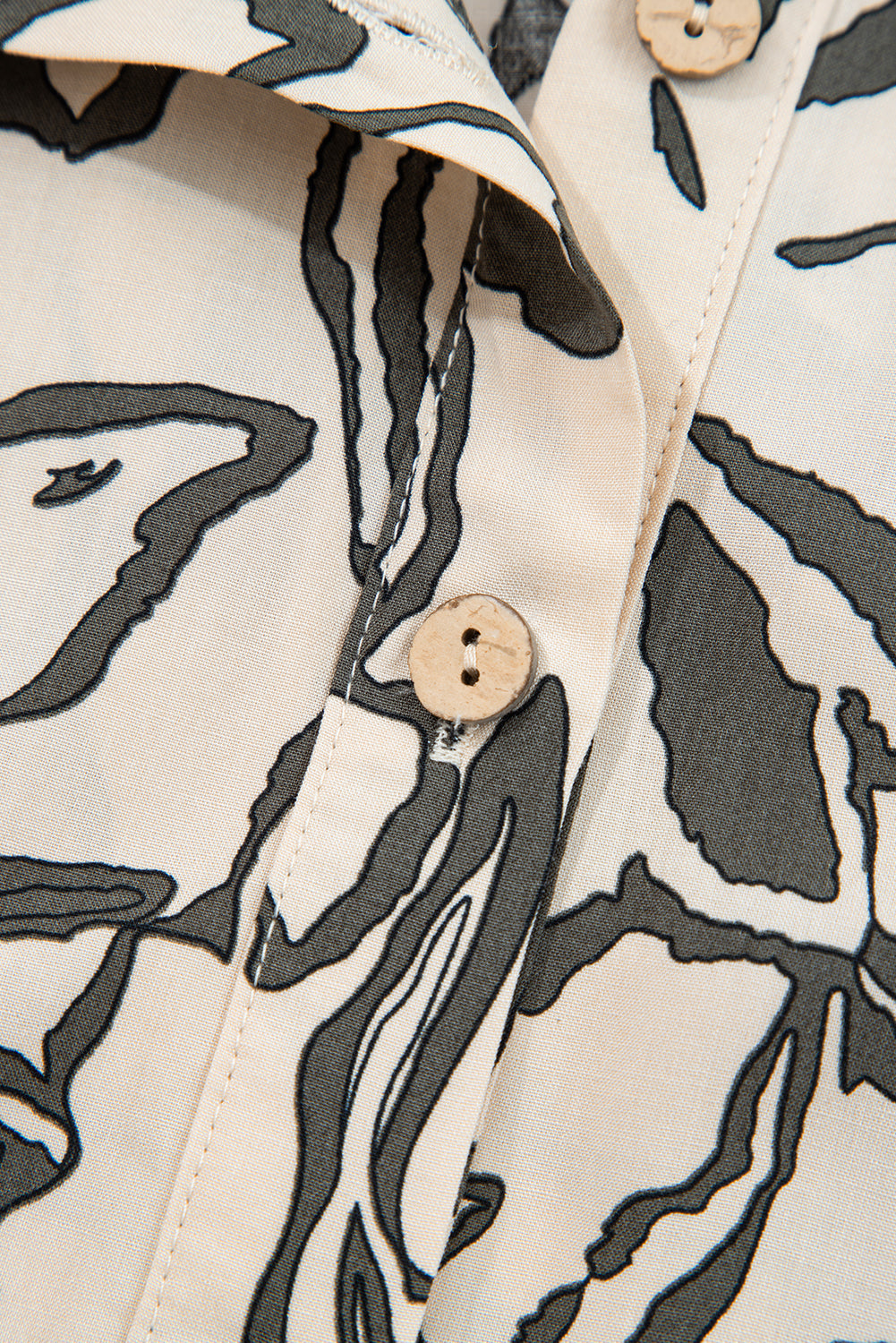 Rose Floral Print Batwing Sleeve Buttoned Loose Fit Shirt