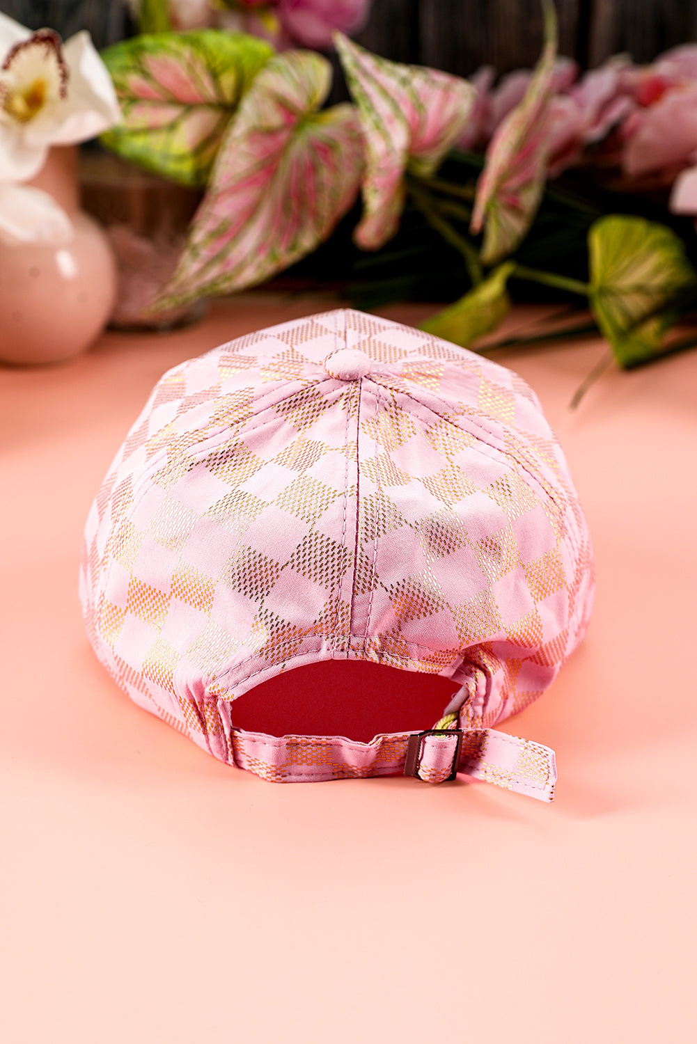 Light Pink Checkered Baseball Cap