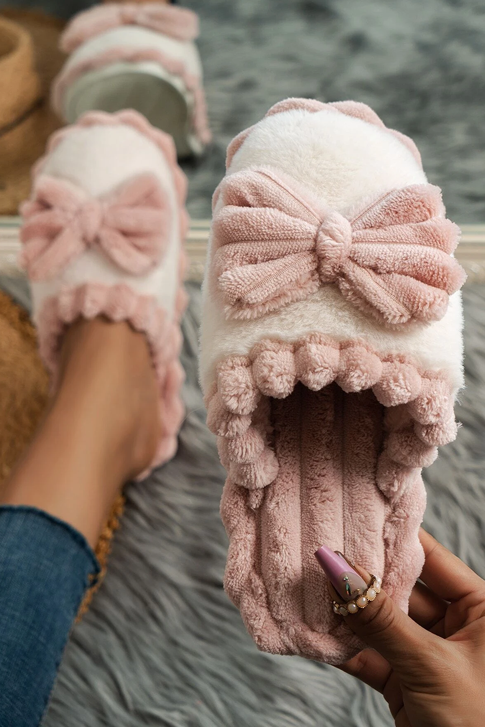 Slipper de invierno Fushia Bow Plush