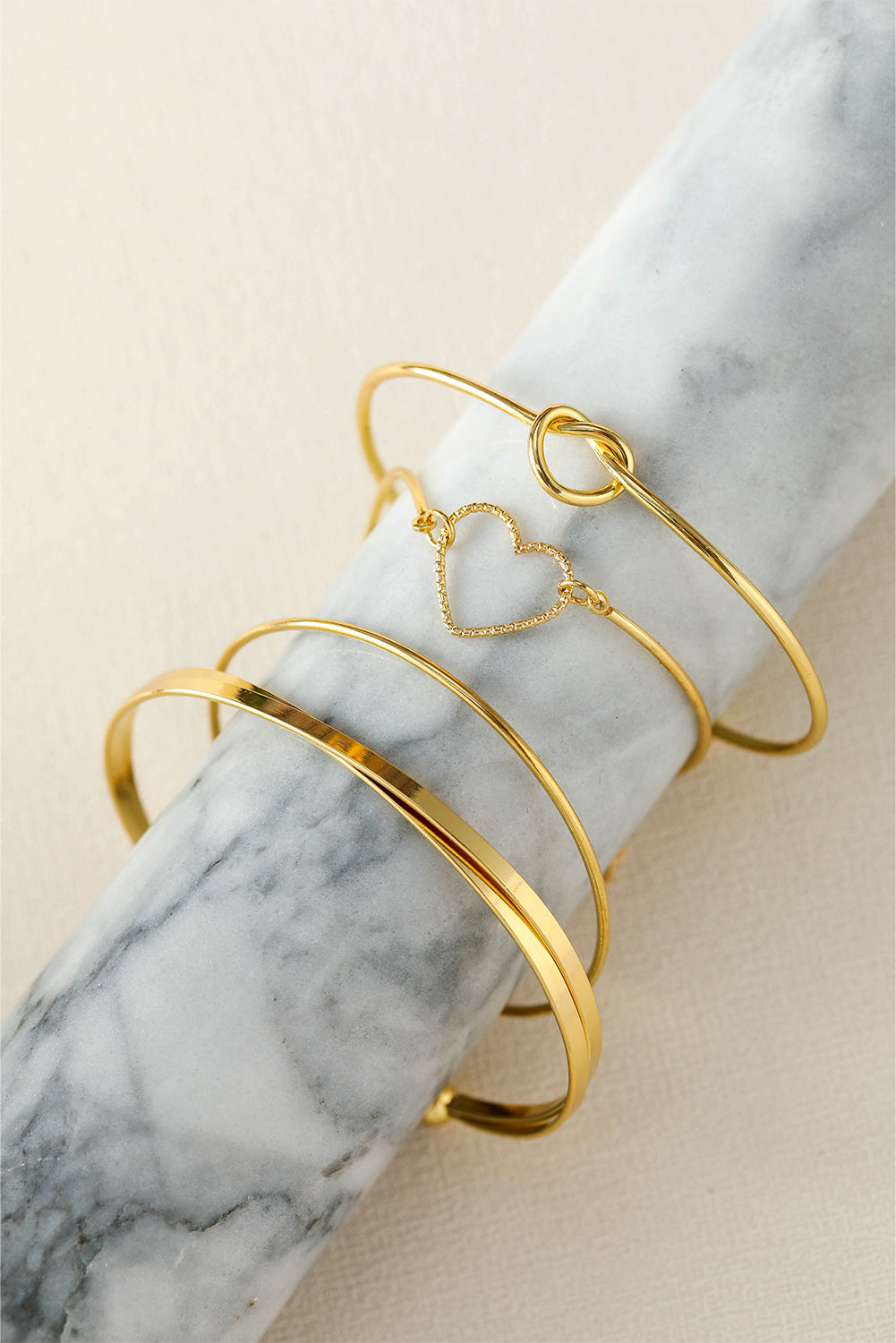 Gold Heart Geometric Knot Bracelet Bracelet 4 pièces