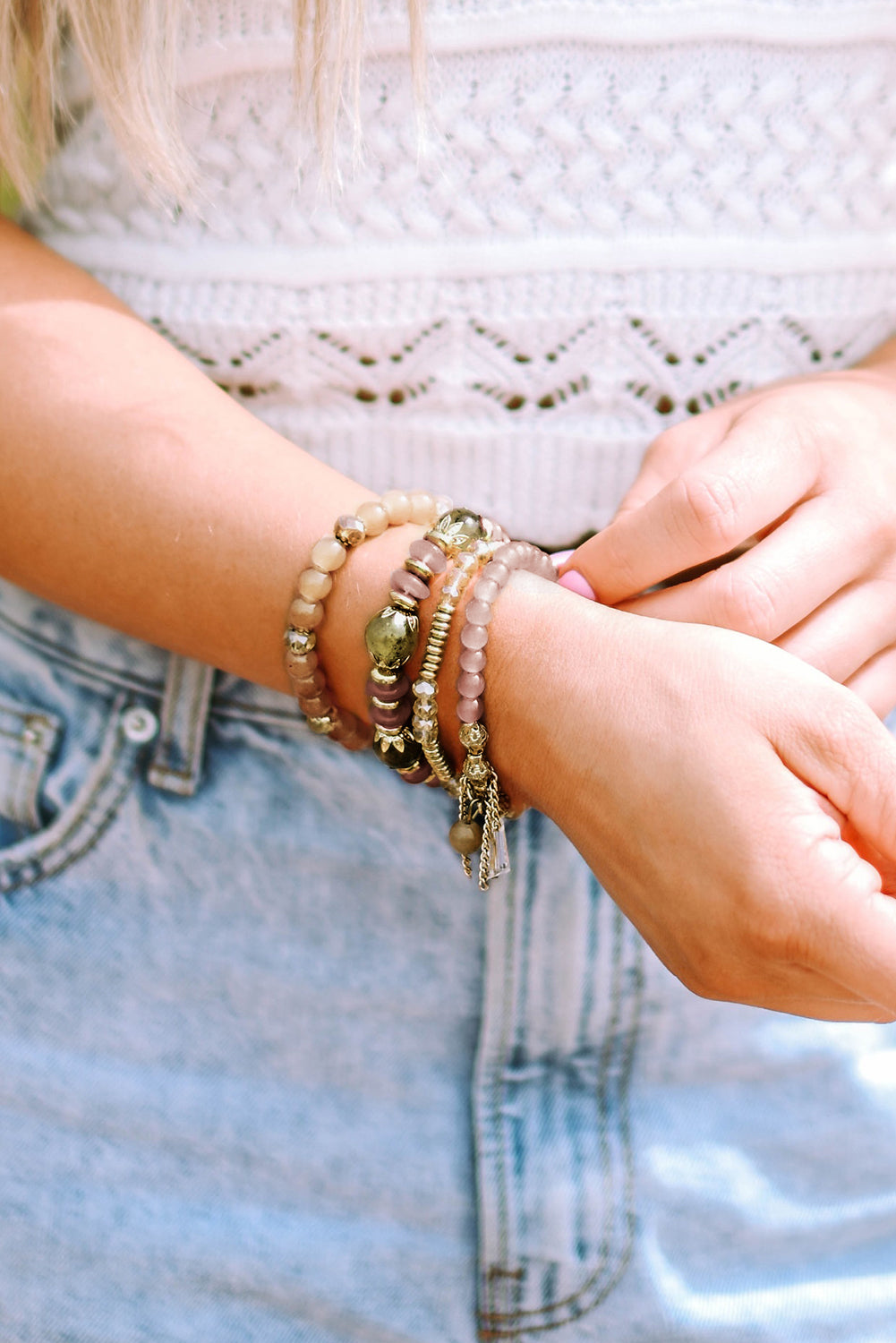 Brown Bohemian Crystal Pendant Tassel Bracelet for Women