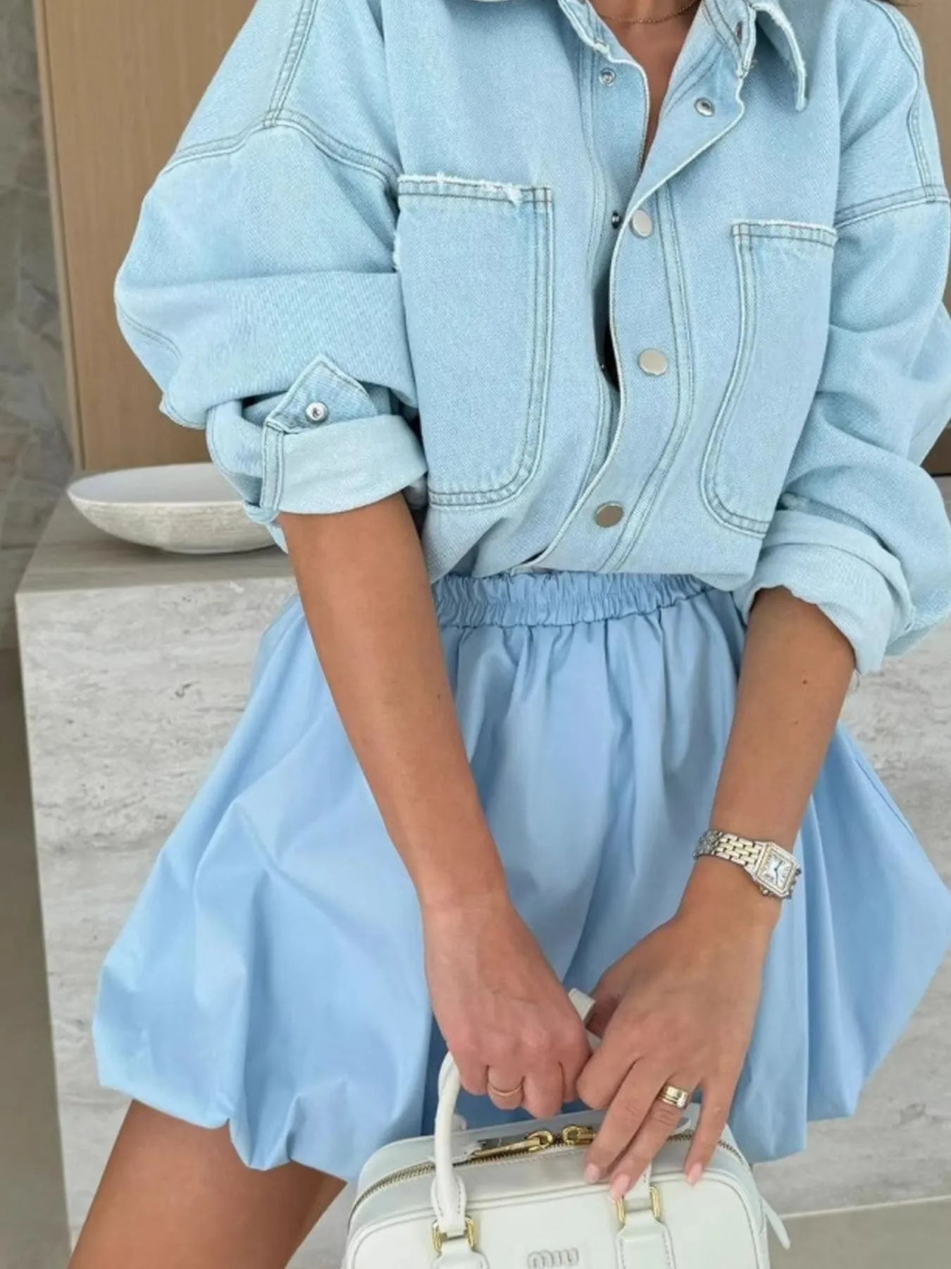 Elastic Waist Bubble Skirt - MAD RUFFI