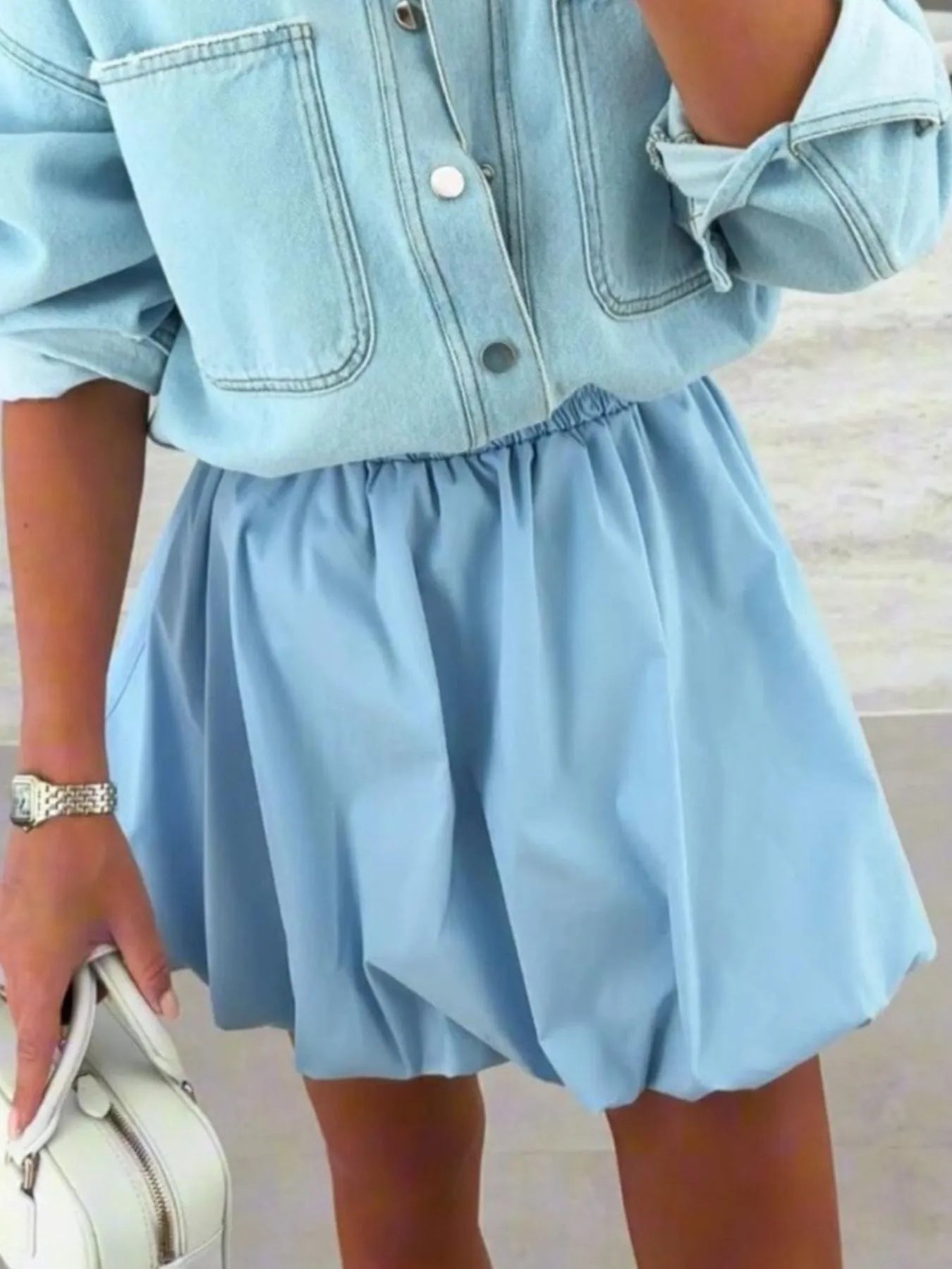 Elastic Waist Bubble Skirt - MAD RUFFI