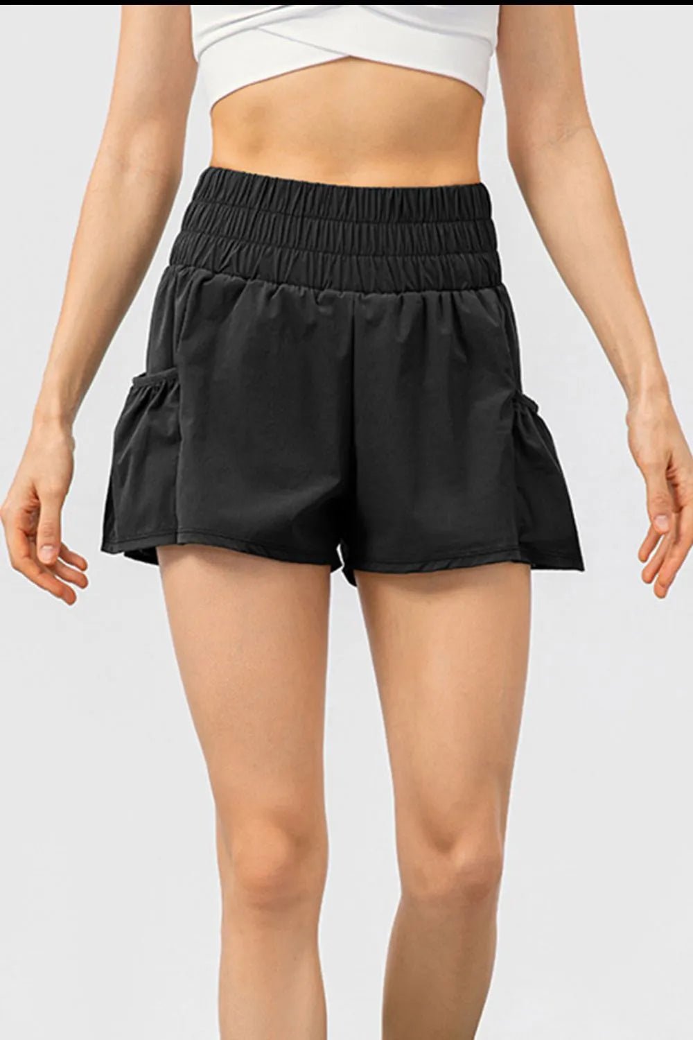 Elastic Waist Pocketed Active Shorts - MAD RUFFI