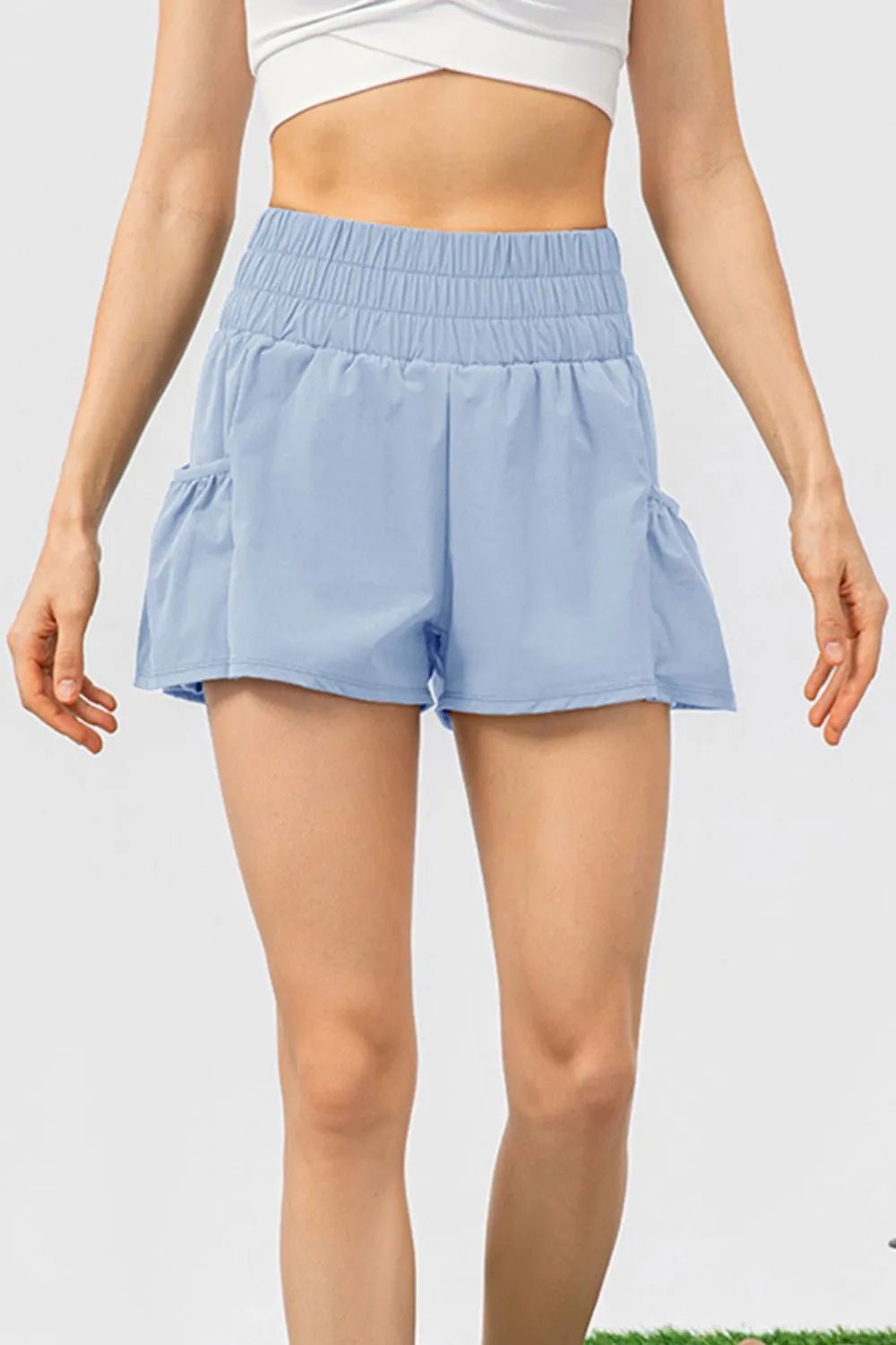 Elastic Waist Pocketed Active Shorts - MAD RUFFI