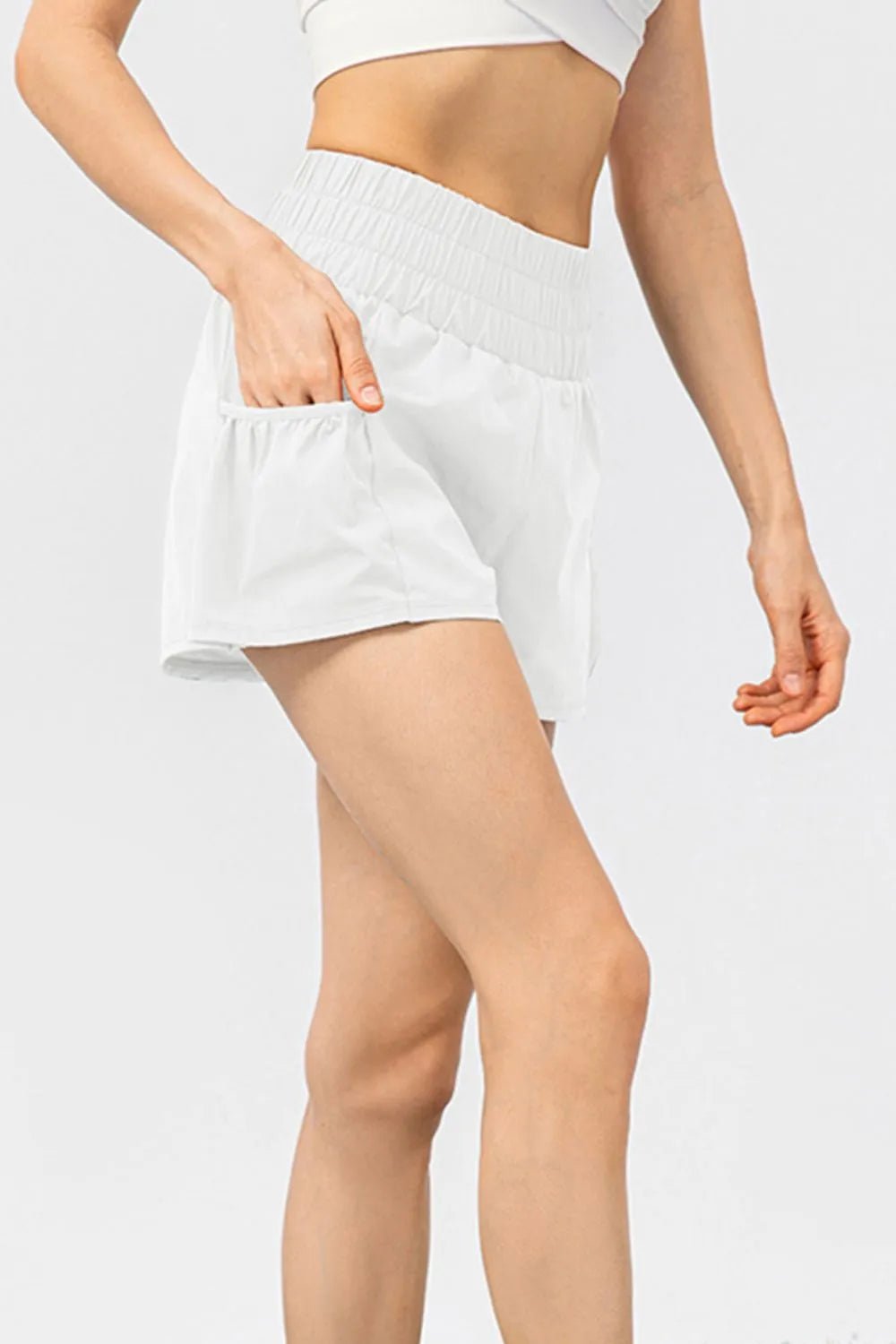Elastic Waist Pocketed Active Shorts - MAD RUFFI