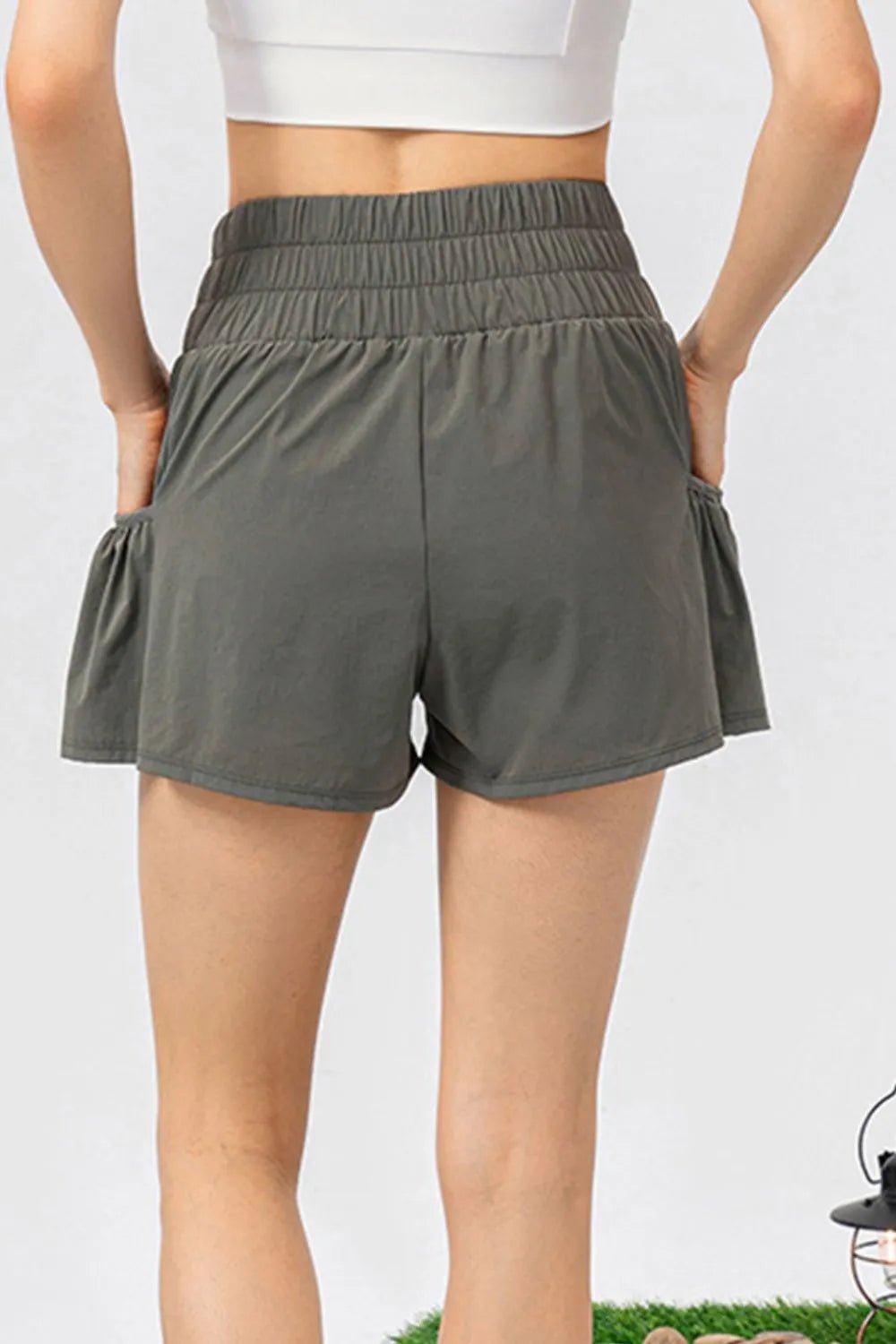 Elastic Waist Pocketed Active Shorts - MAD RUFFI