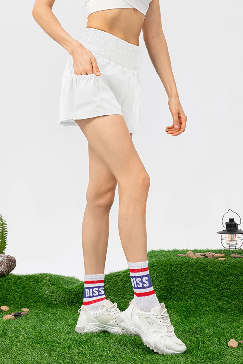 Elastic Waist Pocketed Active Shorts - MAD RUFFI