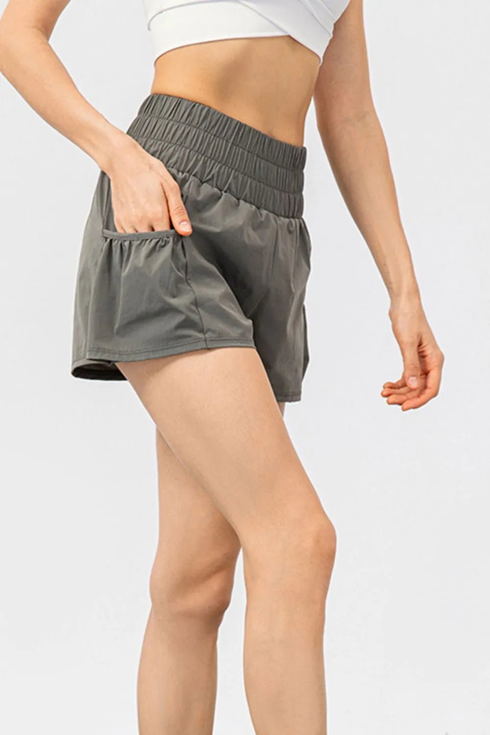 Elastic Waist Pocketed Active Shorts - MAD RUFFI
