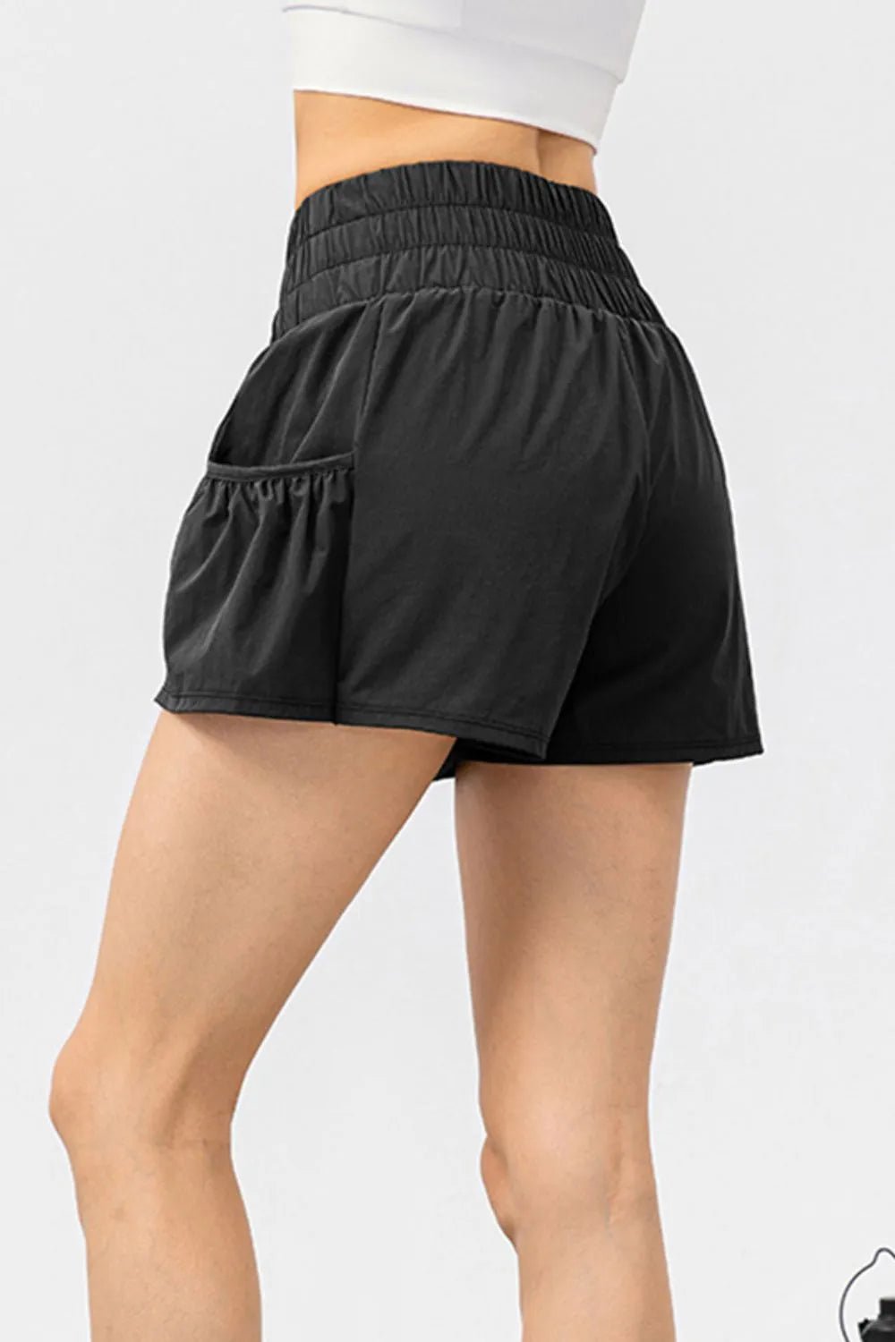 Elastic Waist Pocketed Active Shorts - MAD RUFFI