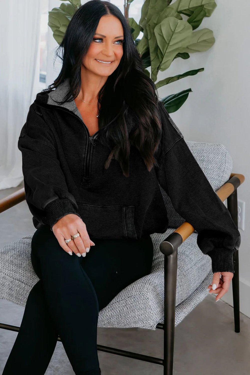 Elmwood Half Zip Kangaroo Pocket Mineral Wash Baggy Hoodie - MAD RUFFI