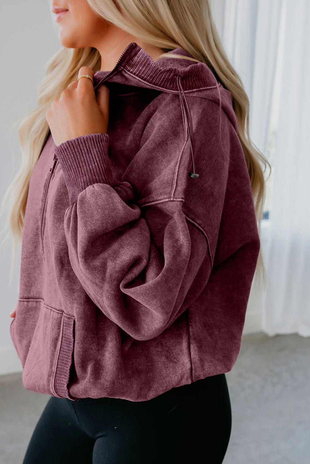 Elmwood Half Zip Kangaroo Pocket Mineral Wash Baggy Hoodie - MAD RUFFI