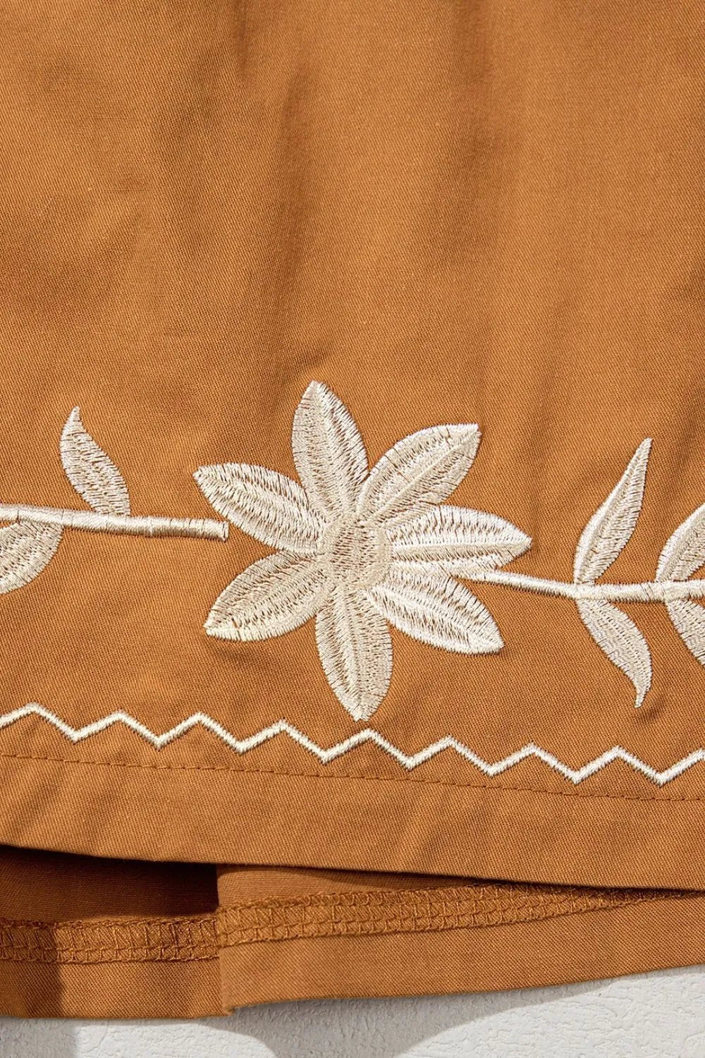 Embroidered Boho Tasseled Drawstring Elastic Waist Casual Shorts - MAD RUFFI