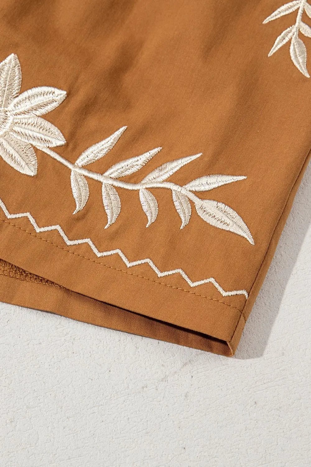 Embroidered Boho Tasseled Drawstring Elastic Waist Casual Shorts - MAD RUFFI