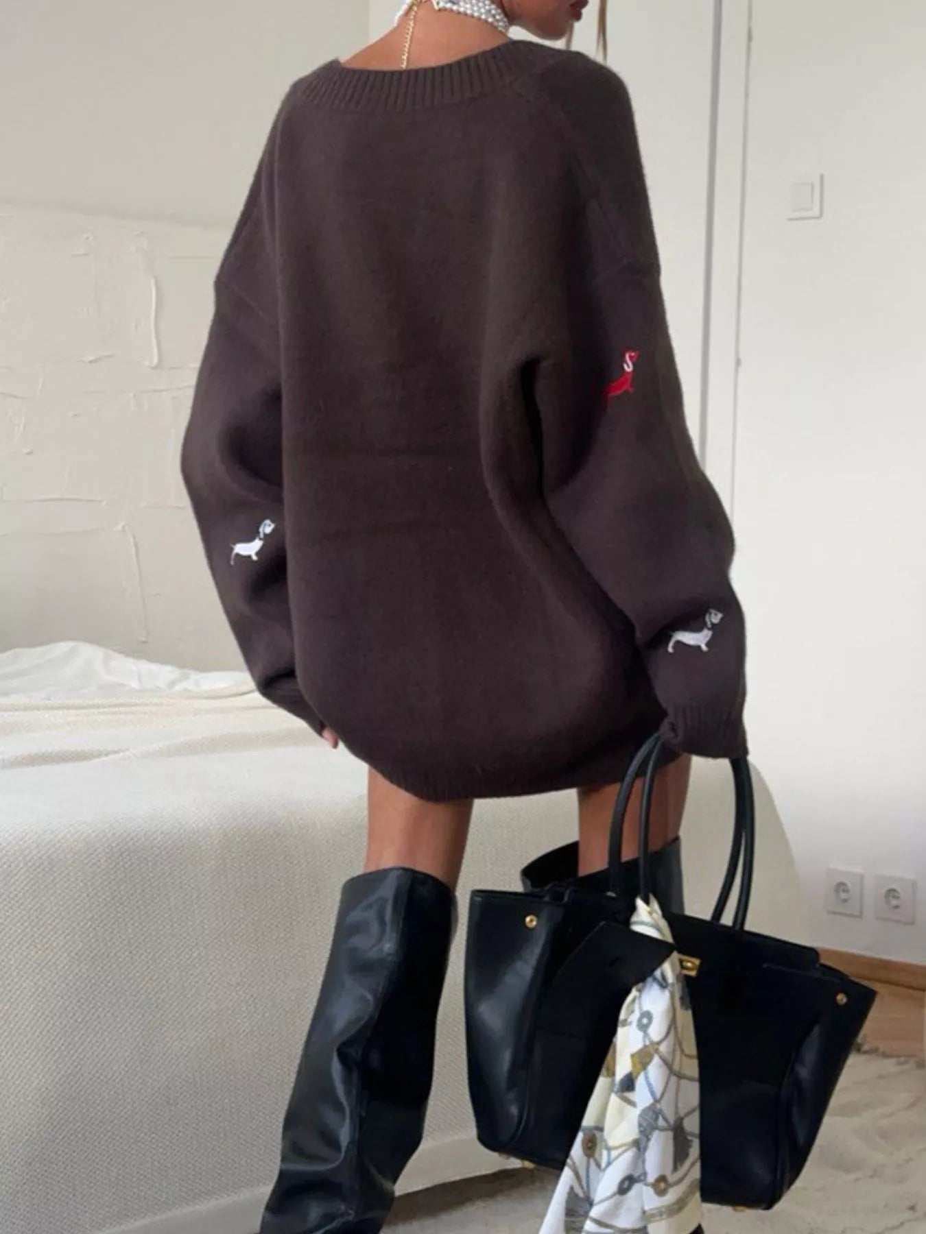 Embroidered Button Up Cardigan - MAD RUFFI