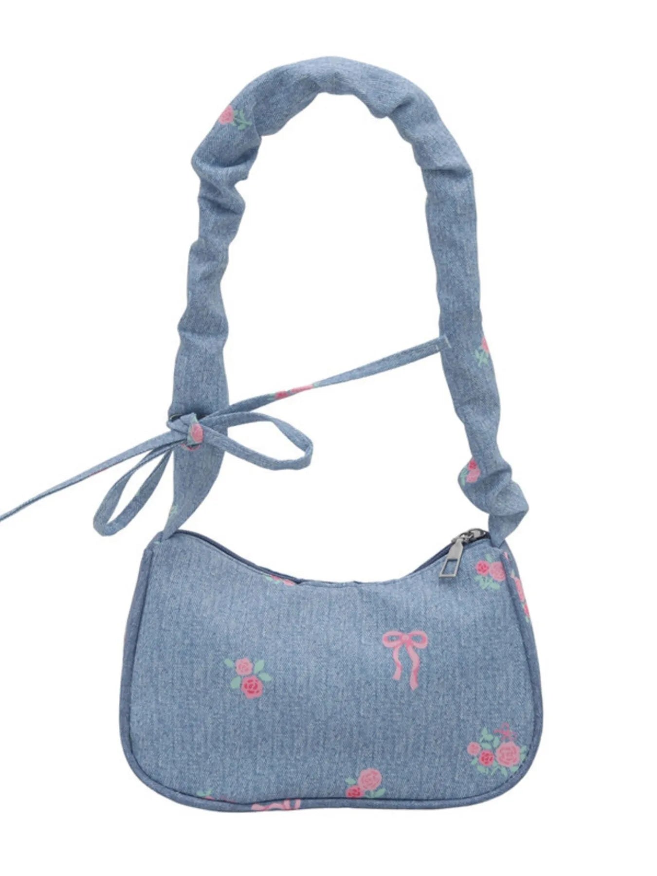 Embroidered Ruched Strap Shoulder Bag - MAD RUFFI