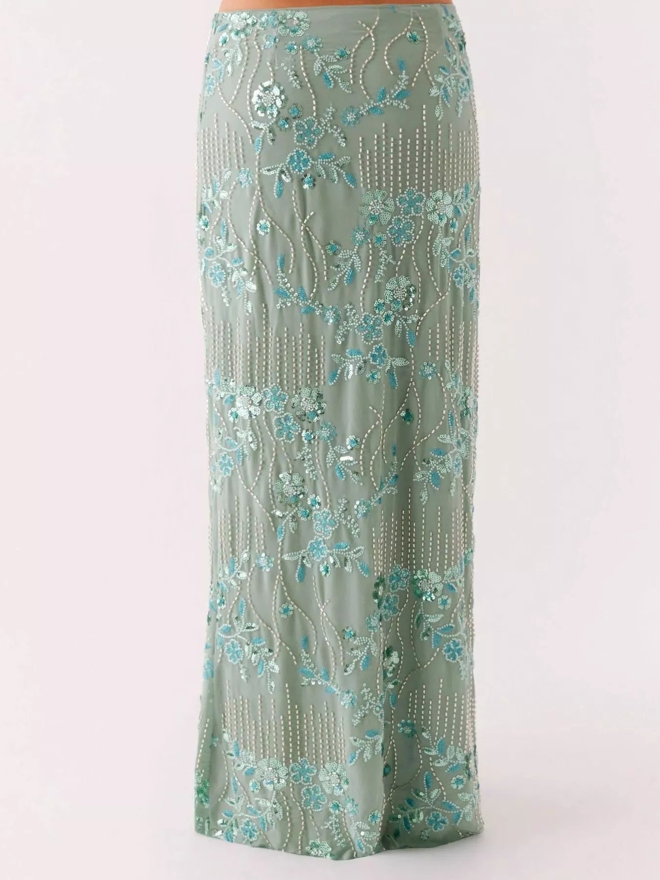 Embroidered Sequin Maxi Skirt - MAD RUFFI